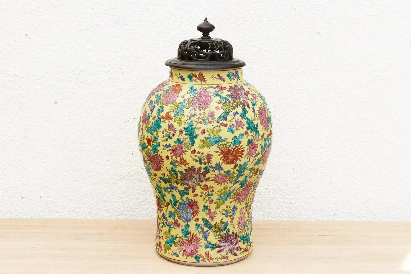 Vibrant Hand-Painted Floral Famille Rose Porcelain Vase - 4