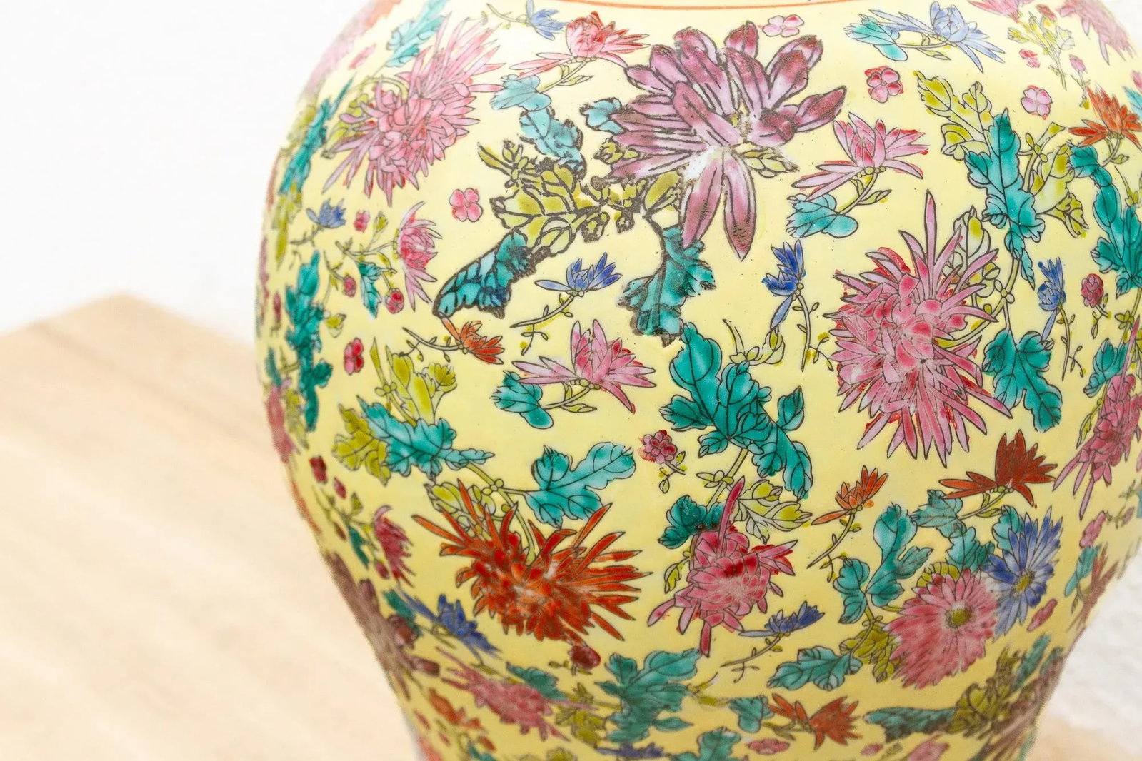 Vibrant Hand-Painted Floral Famille Rose Porcelain Vase - 5