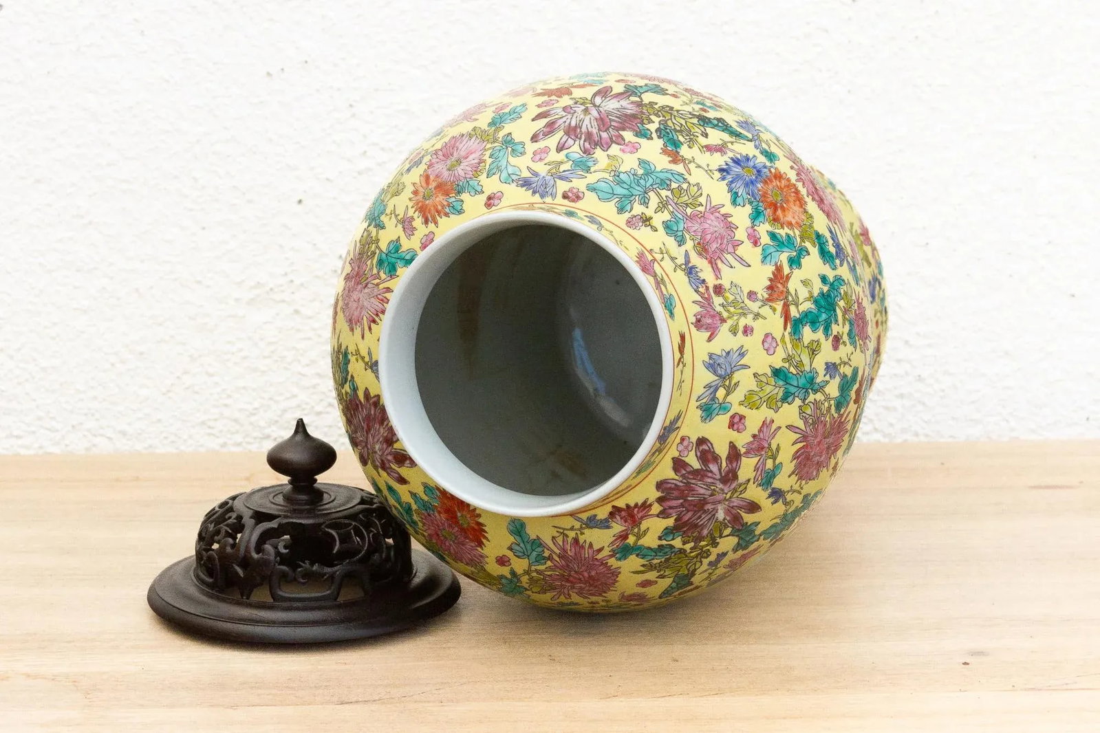 Vibrant Hand-Painted Floral Famille Rose Porcelain Vase - 6