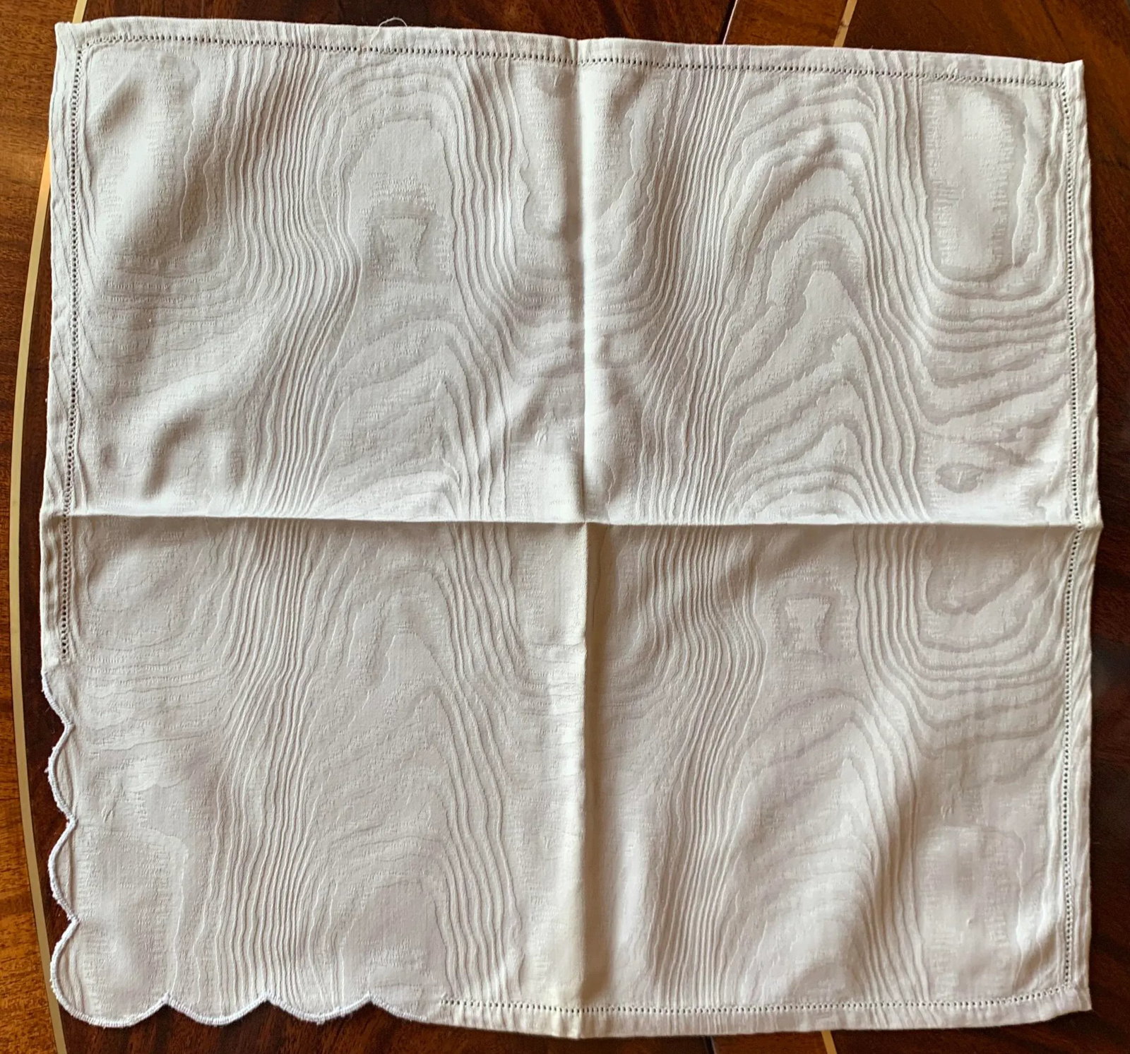Vintage Ivory Moire Patterned Dinner Napkins- Set of 12 - 2