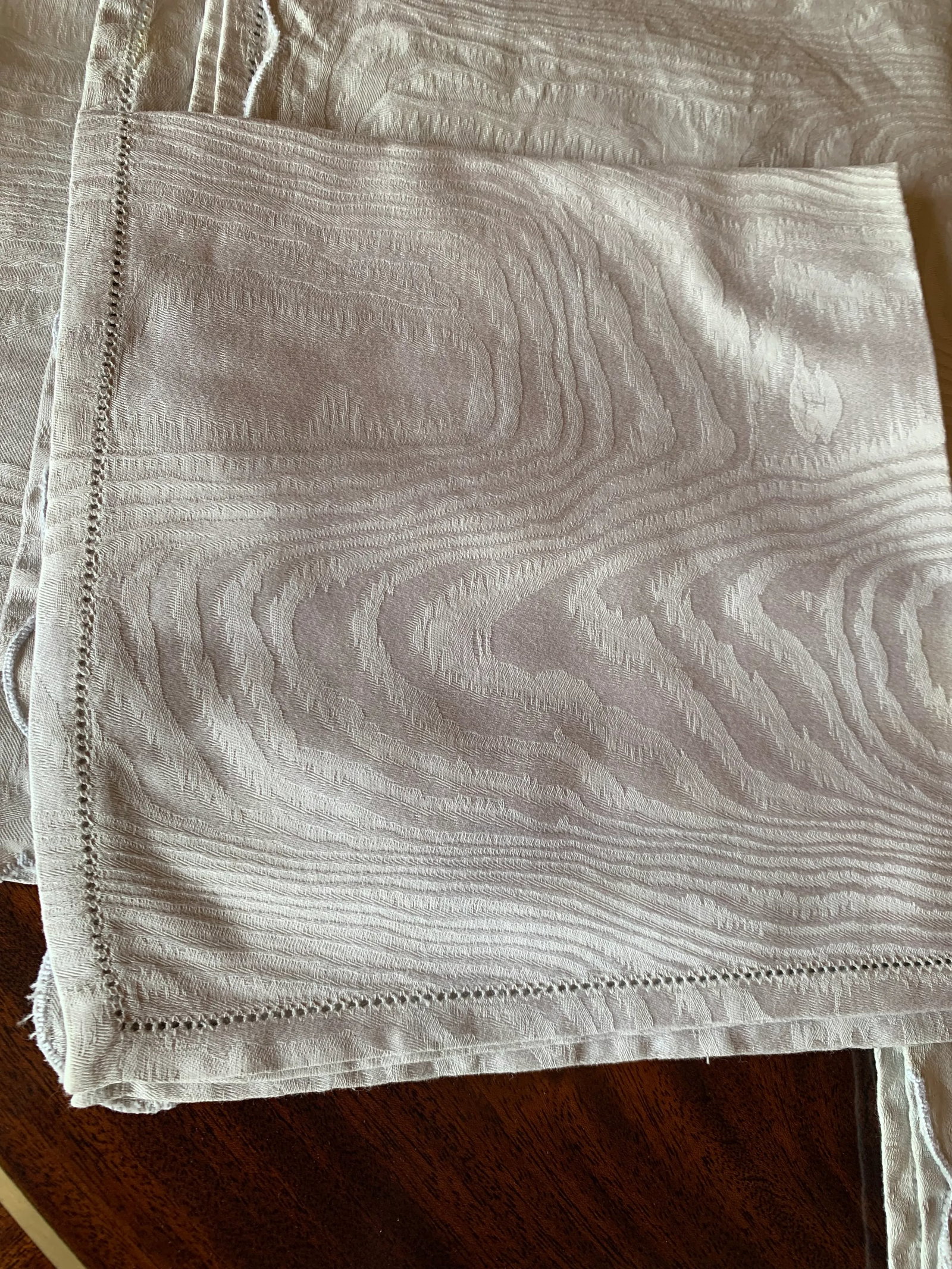 Vintage Ivory Moire Patterned Dinner Napkins- Set of 12 - 4