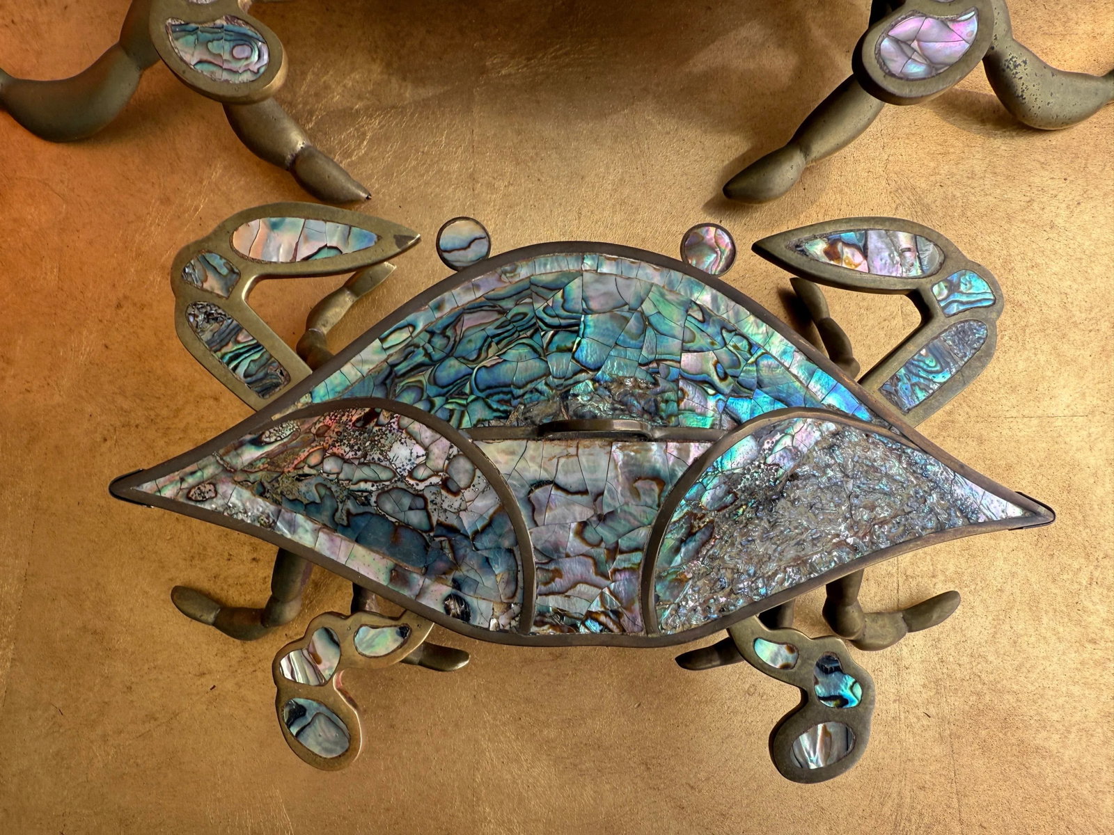 1970s Pair of Brass Crab Sculptures Trinket Box - 10