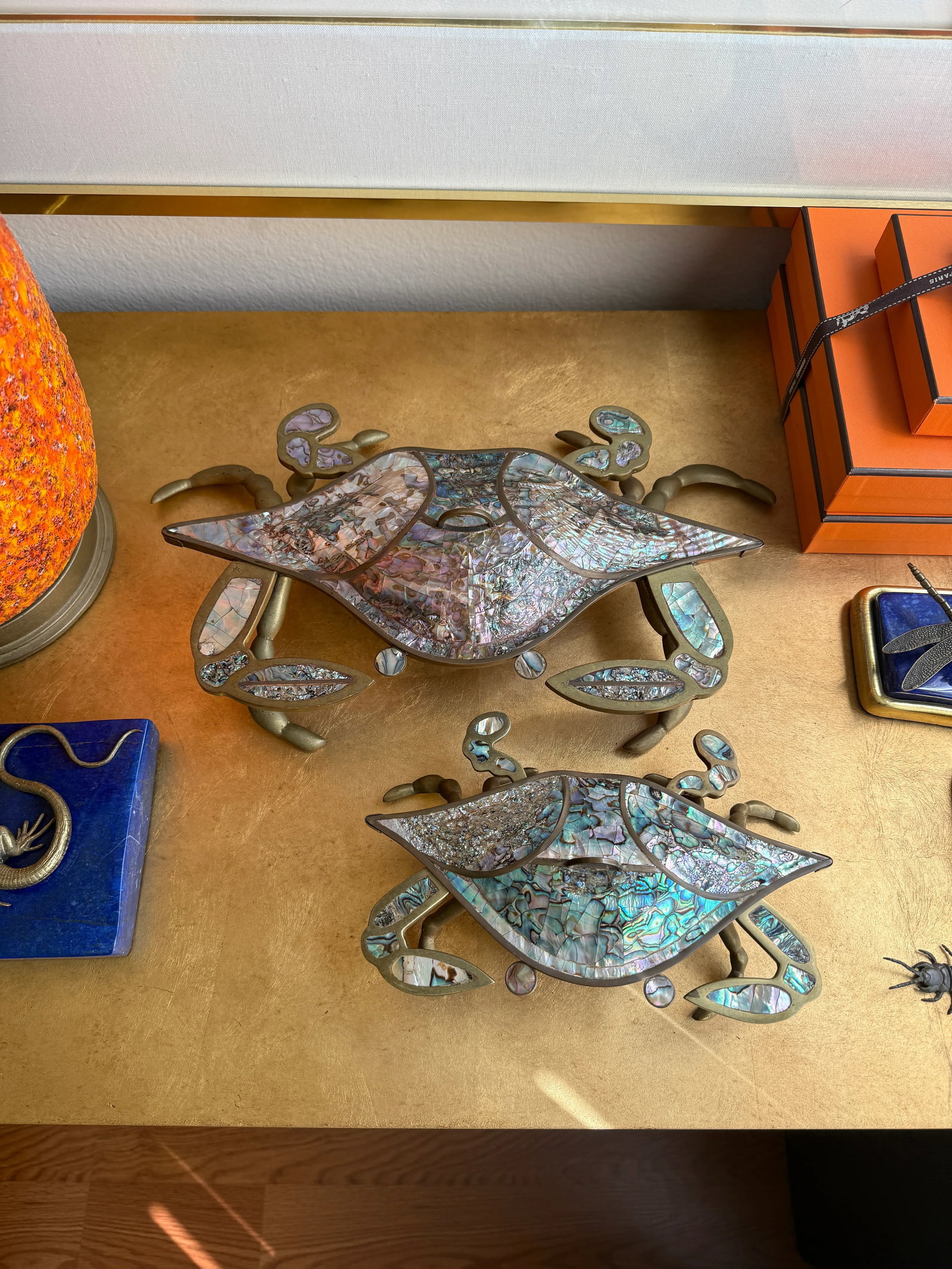 1970s Pair of Brass Crab Sculptures Trinket Box - 3