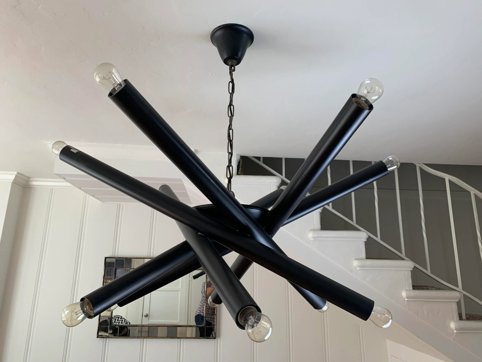 Tubular Sputnik Style Metal Chandelier - 2