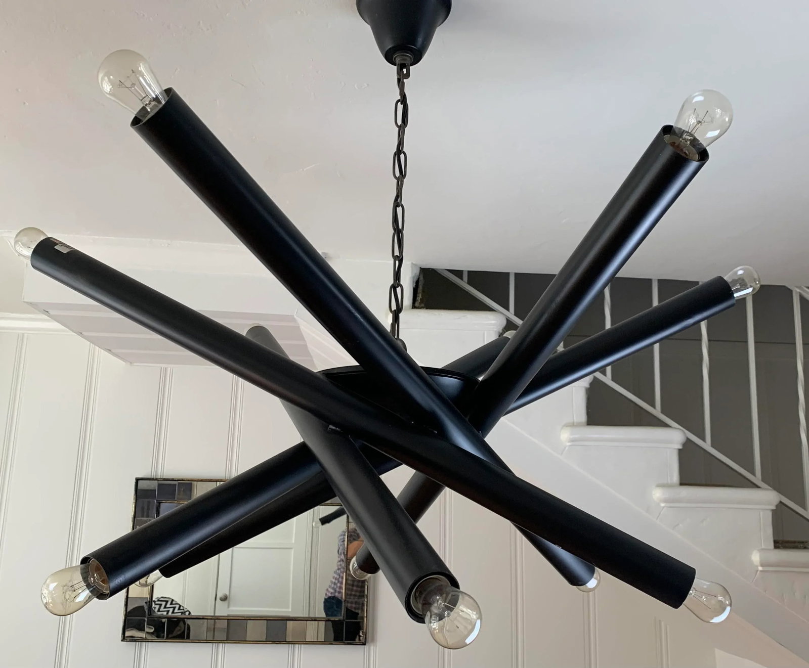 Tubular Sputnik Style Metal Chandelier - 7