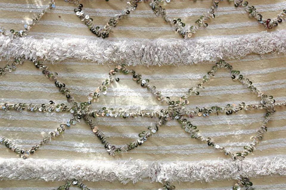 Vintage Moroccan Handcrafted Wedding Blanket Throw With Sequins - 2