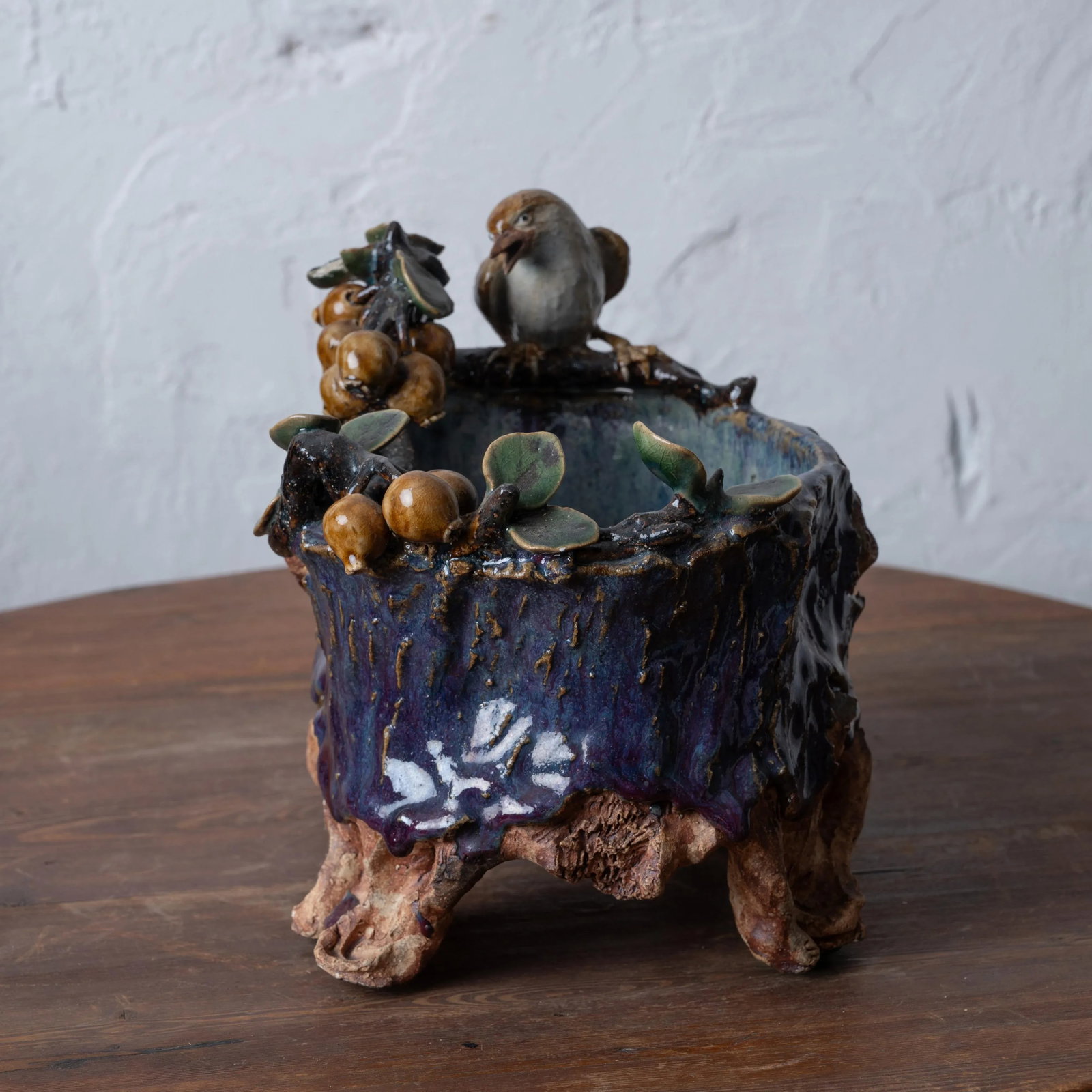 ç¾…å‚³ Shiwan Pottery Faux Bois Vase - 3