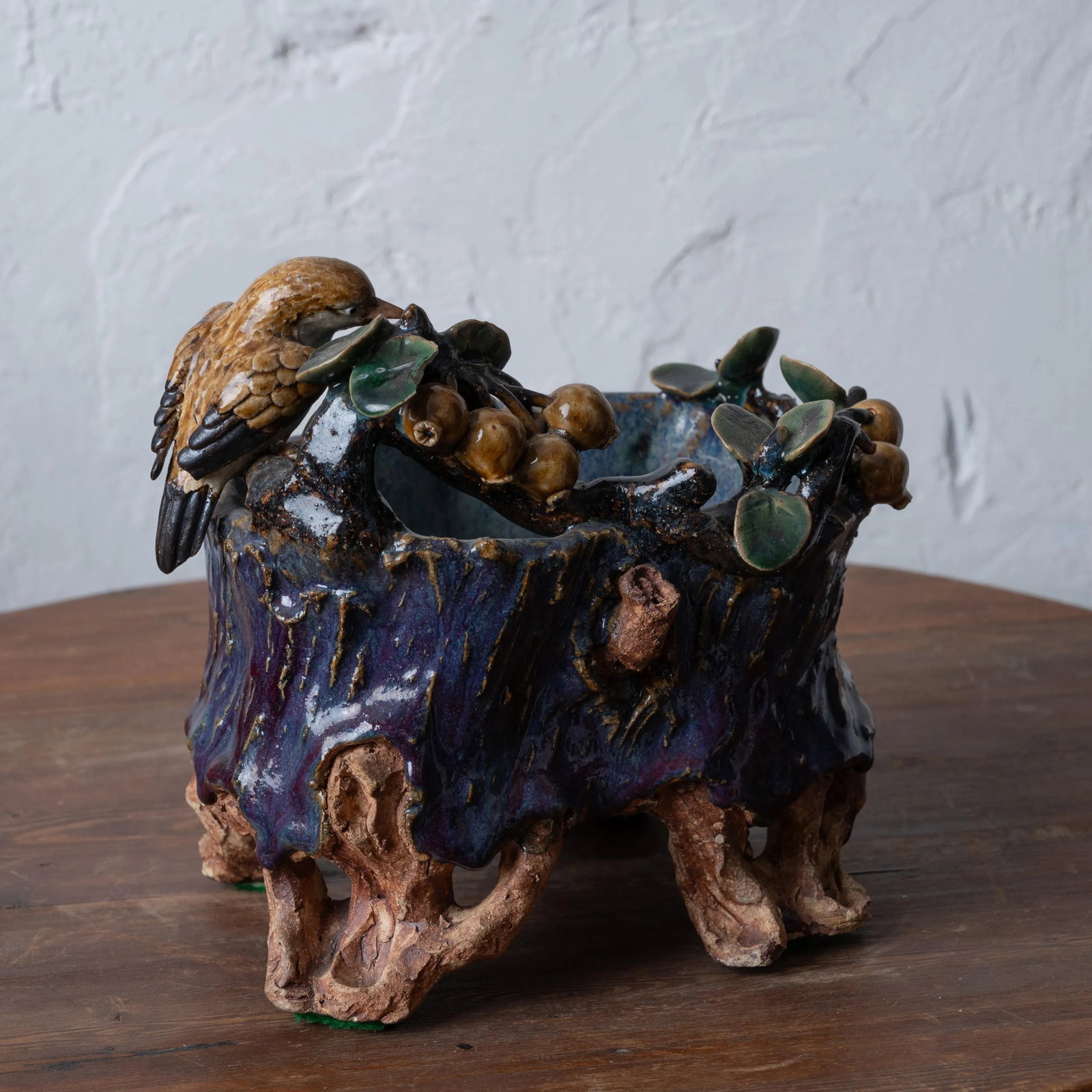 ç¾…å‚³ Shiwan Pottery Faux Bois Vase - 6