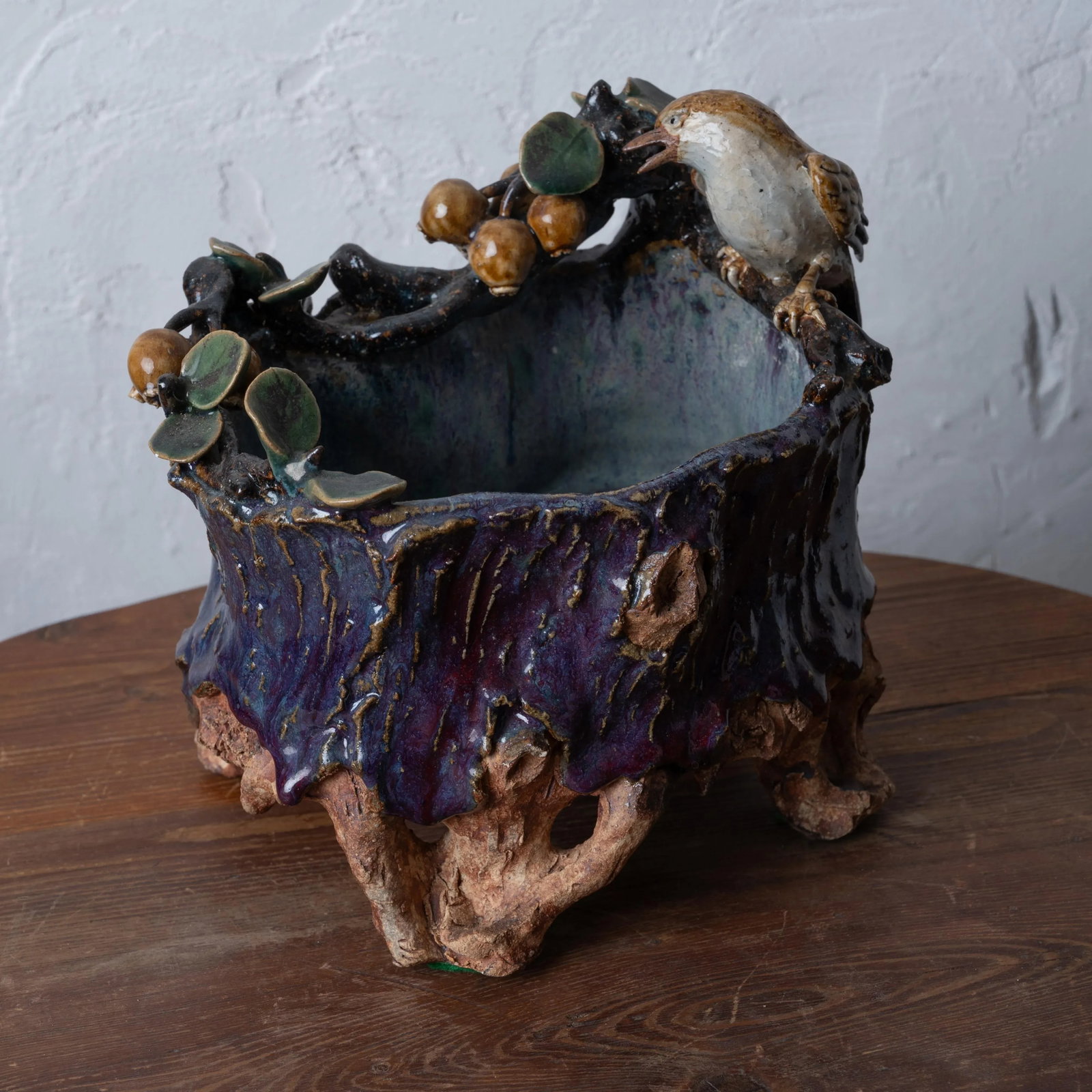 ç¾…å‚³ Shiwan Pottery Faux Bois Vase - 7