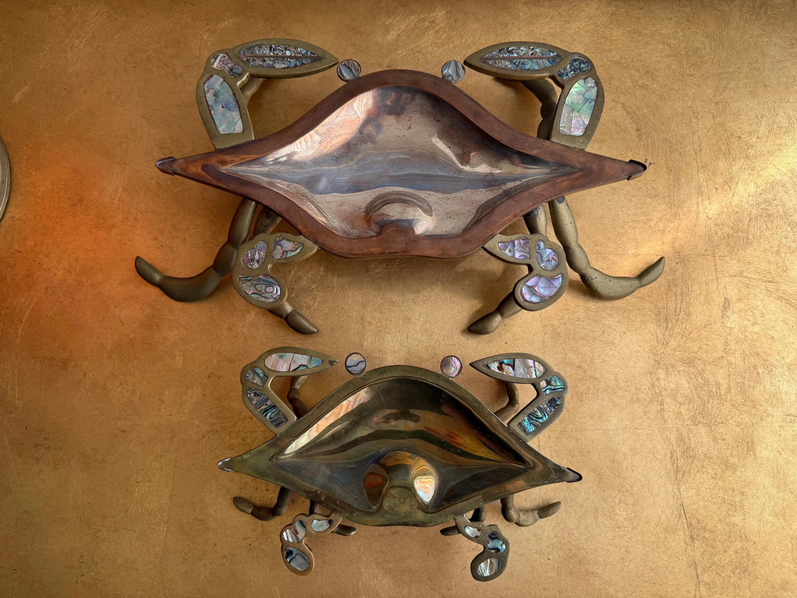Pair of Brass Crab Sculptures - 2