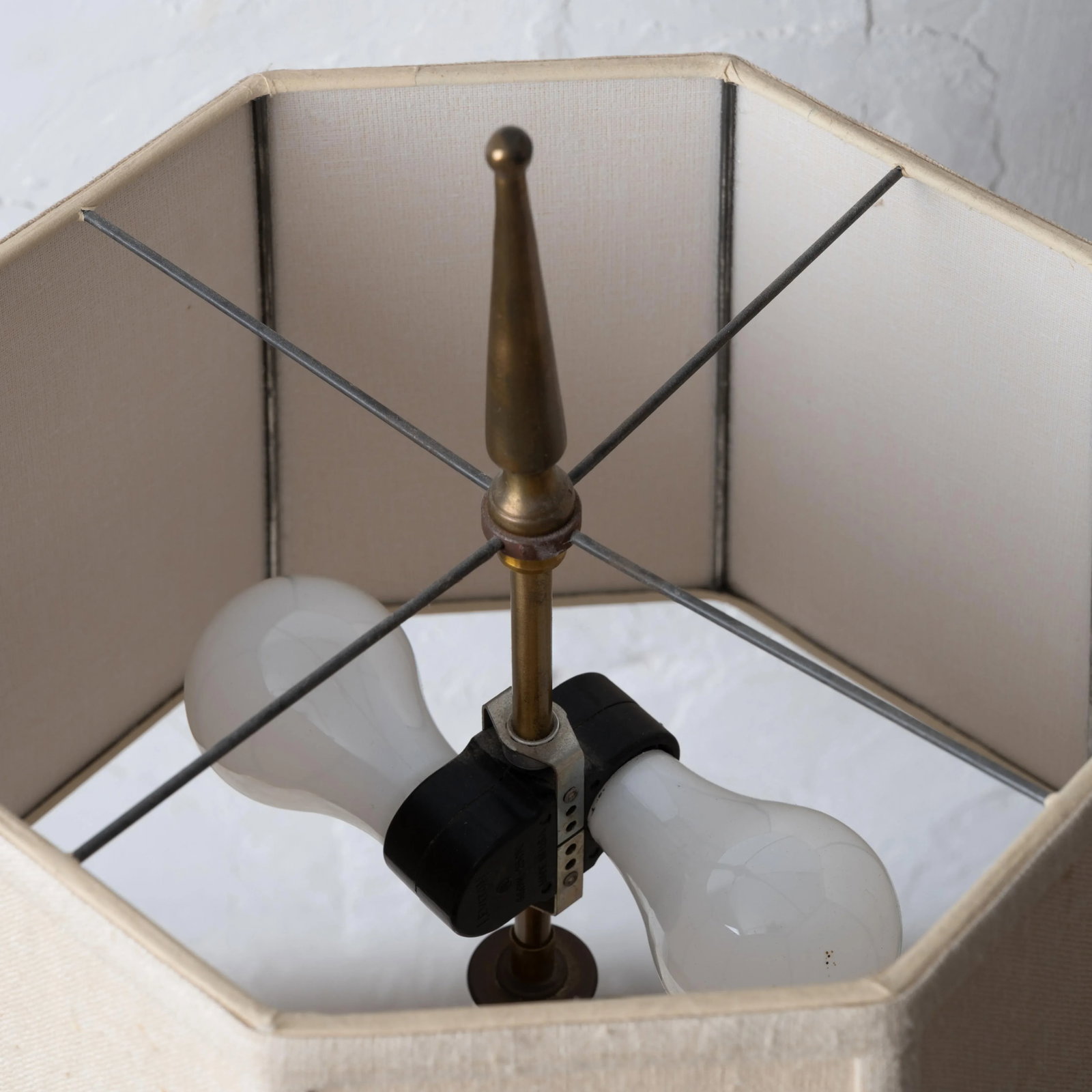 Creamware Column Candle Stick Lamp - 7