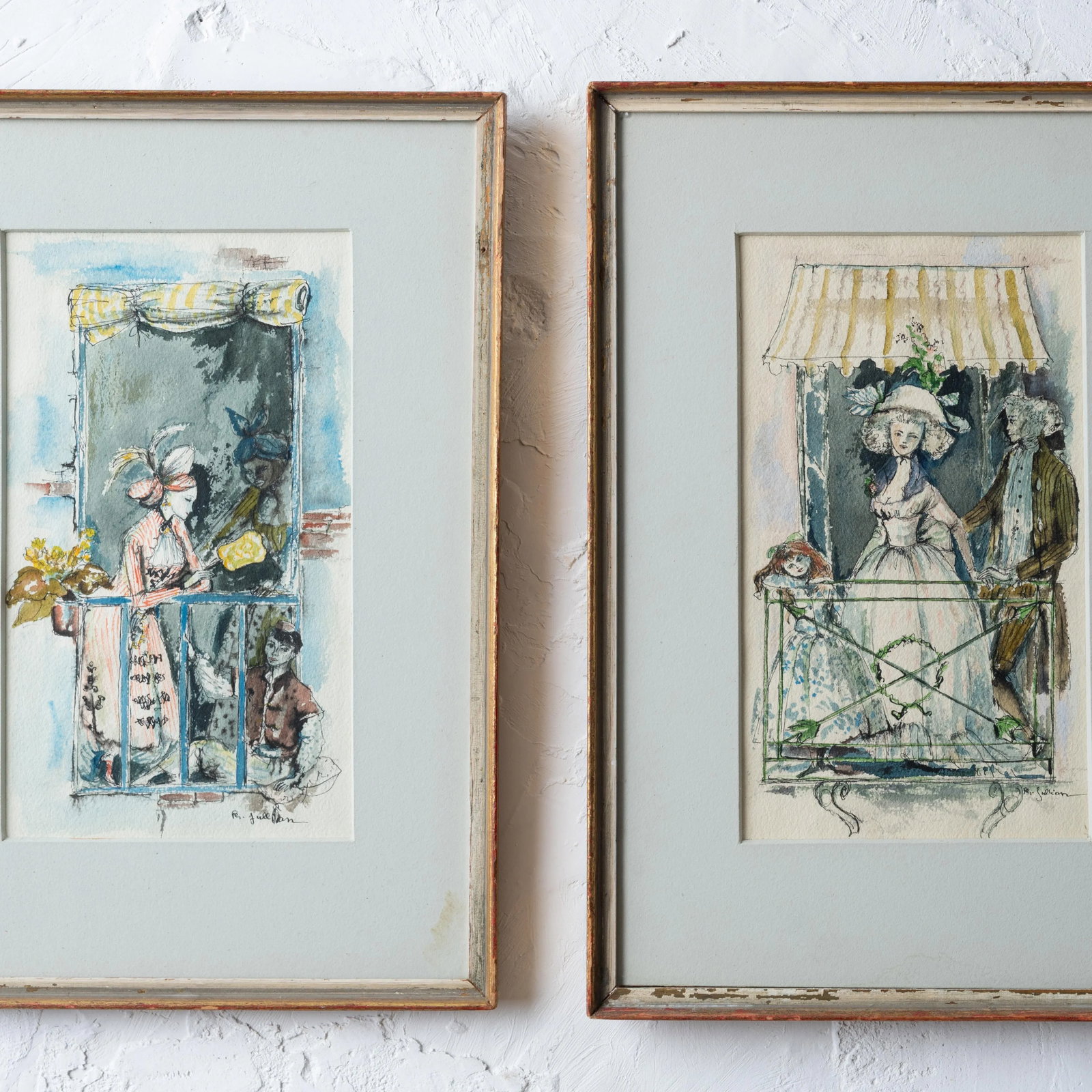 Philippe Jullian Watercolor Paintings - A Pair - 3