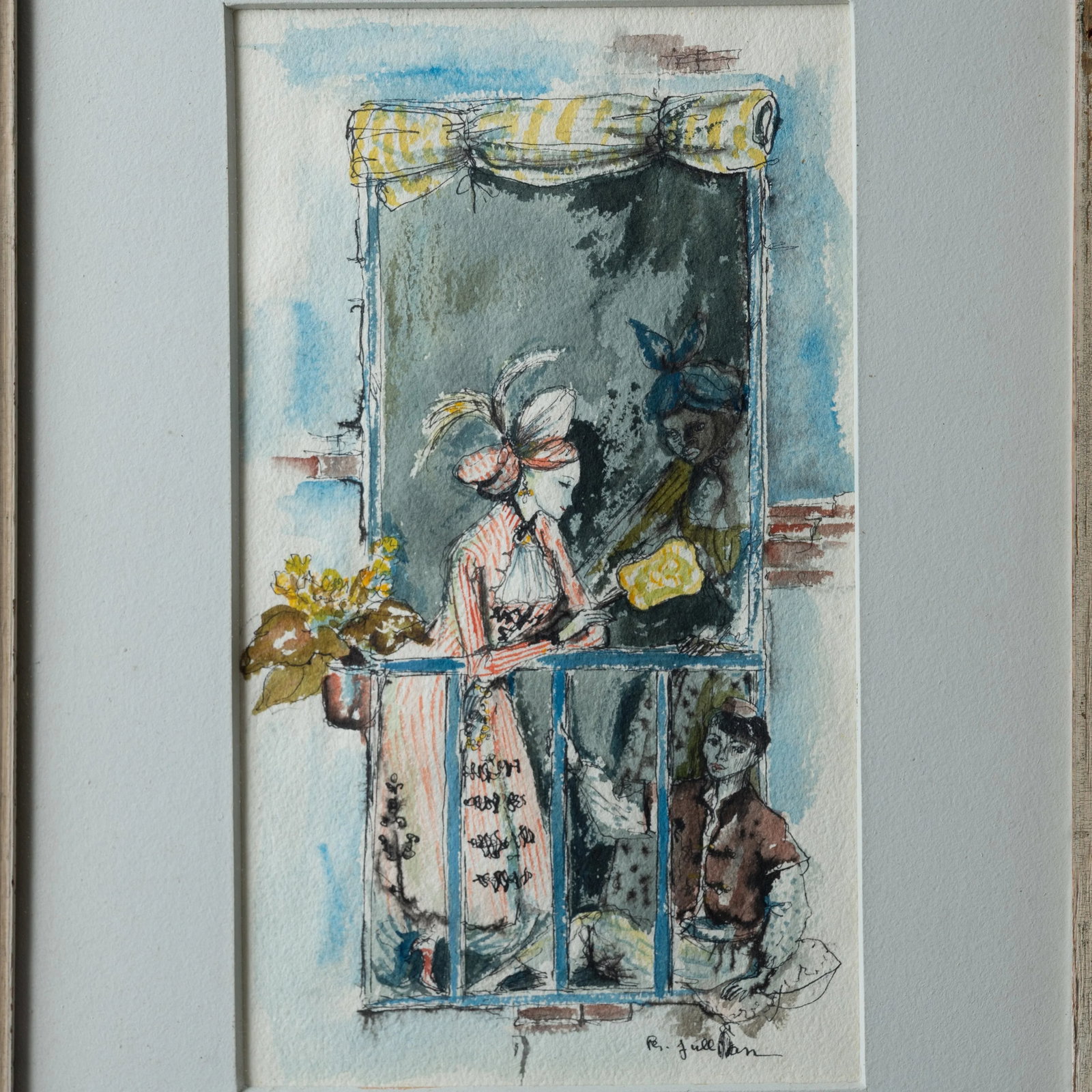 Philippe Jullian Watercolor Paintings - A Pair - 4
