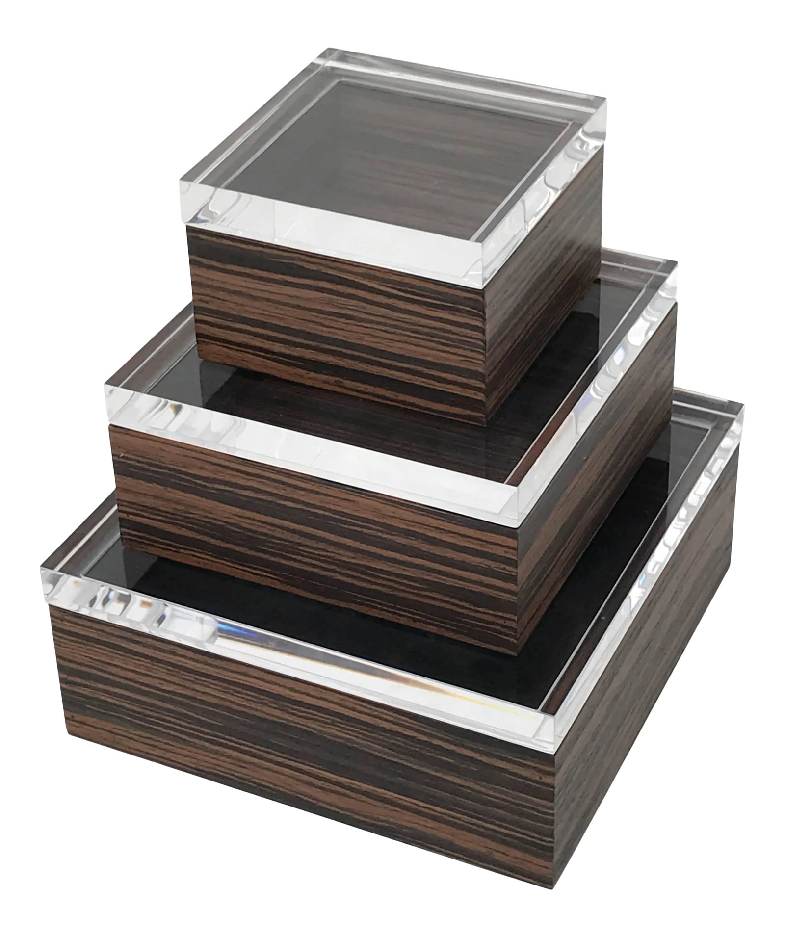 Macassar Ebony and Lucite Jewelry Boxes - Set of 3 (1 of 10)