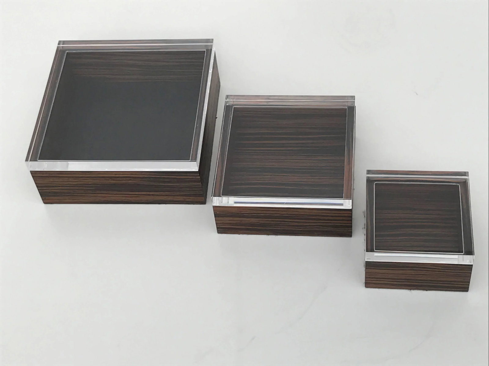 Macassar Ebony and Lucite Jewelry Boxes - Set of 3 - 5