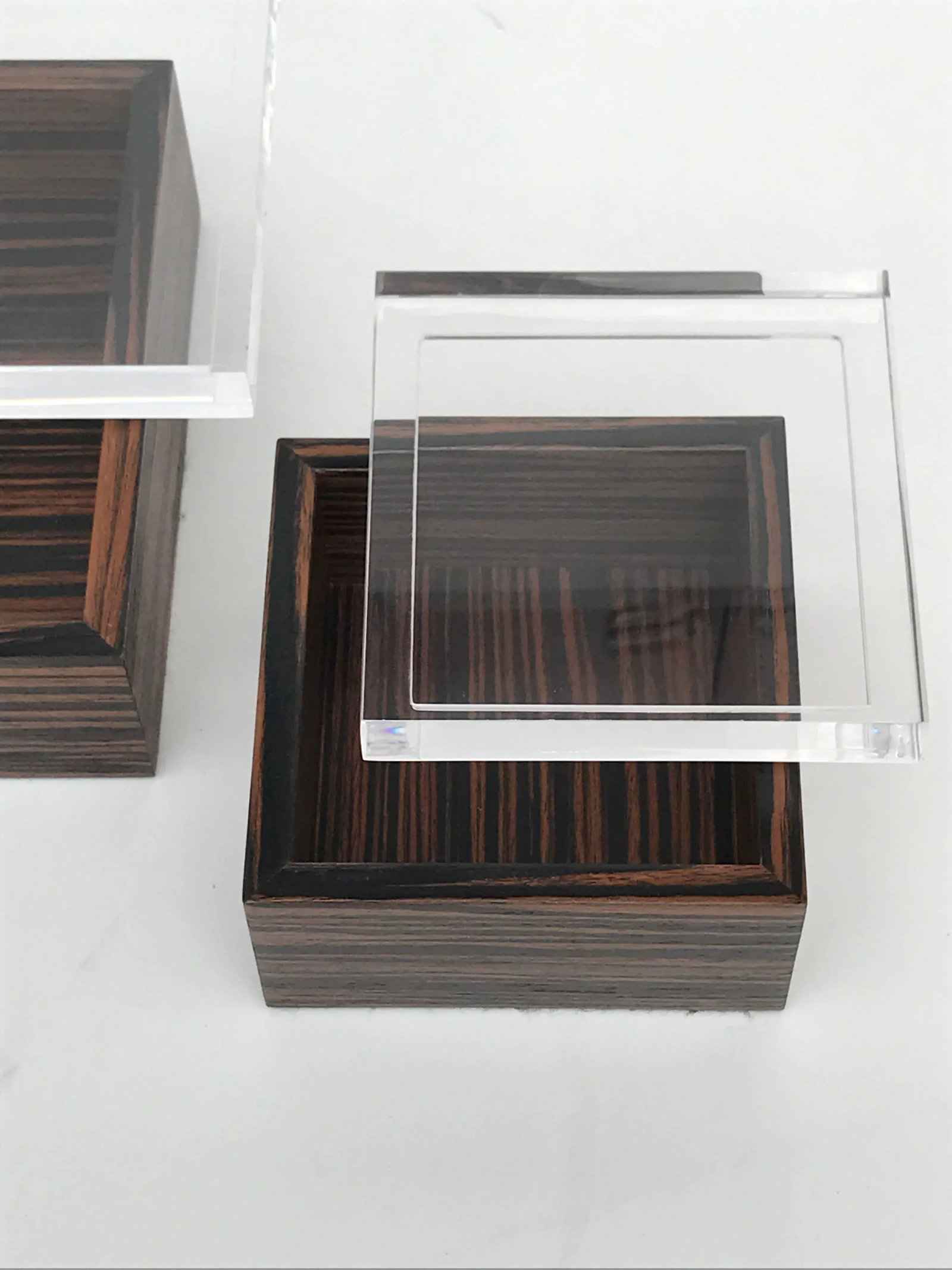 Macassar Ebony and Lucite Jewelry Boxes - Set of 3 - 7