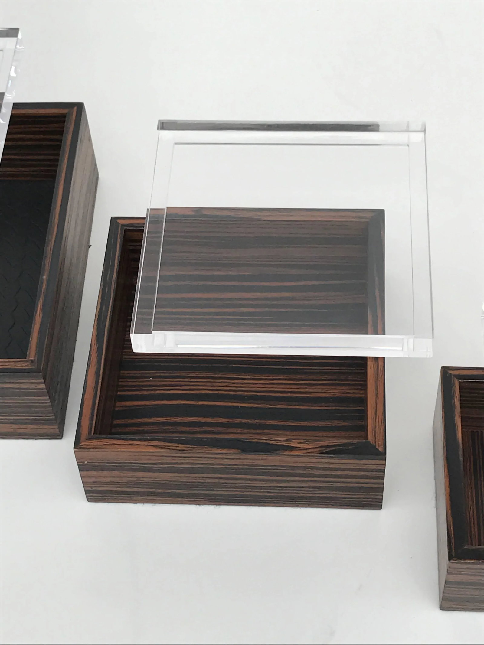 Macassar Ebony and Lucite Jewelry Boxes - Set of 3 - 8