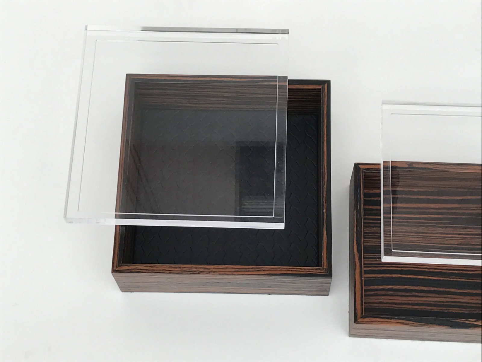 Macassar Ebony and Lucite Jewelry Boxes - Set of 3 - 9