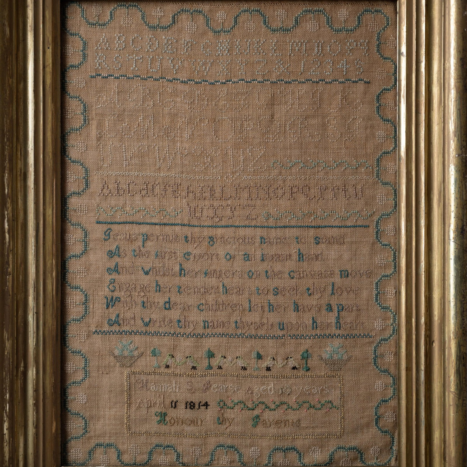 Hannah Pearse New Hampshire Needlework Sampler, 1814 - 3