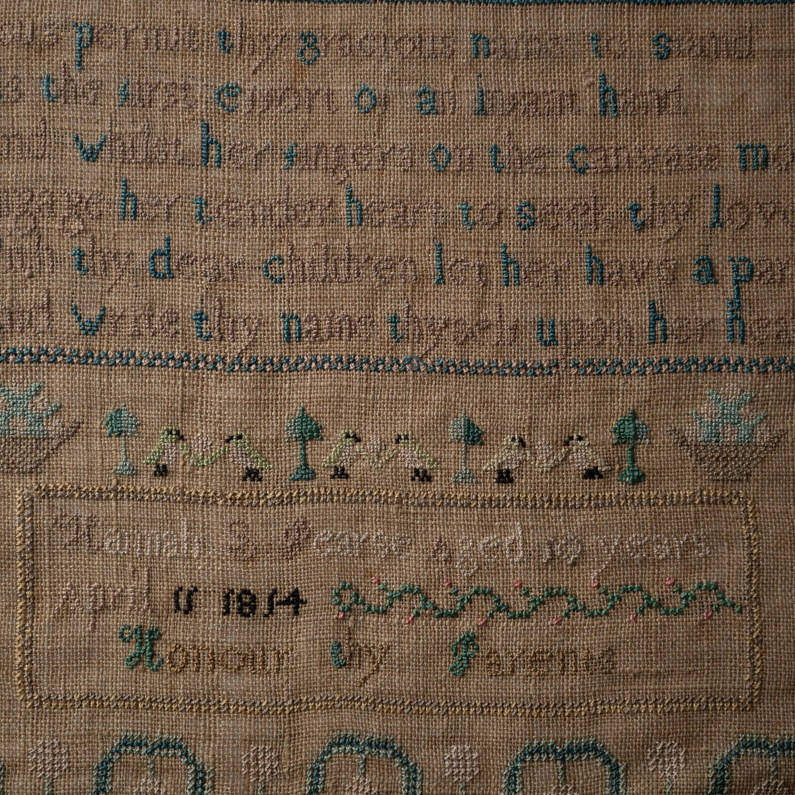 Hannah Pearse New Hampshire Needlework Sampler, 1814 - 6