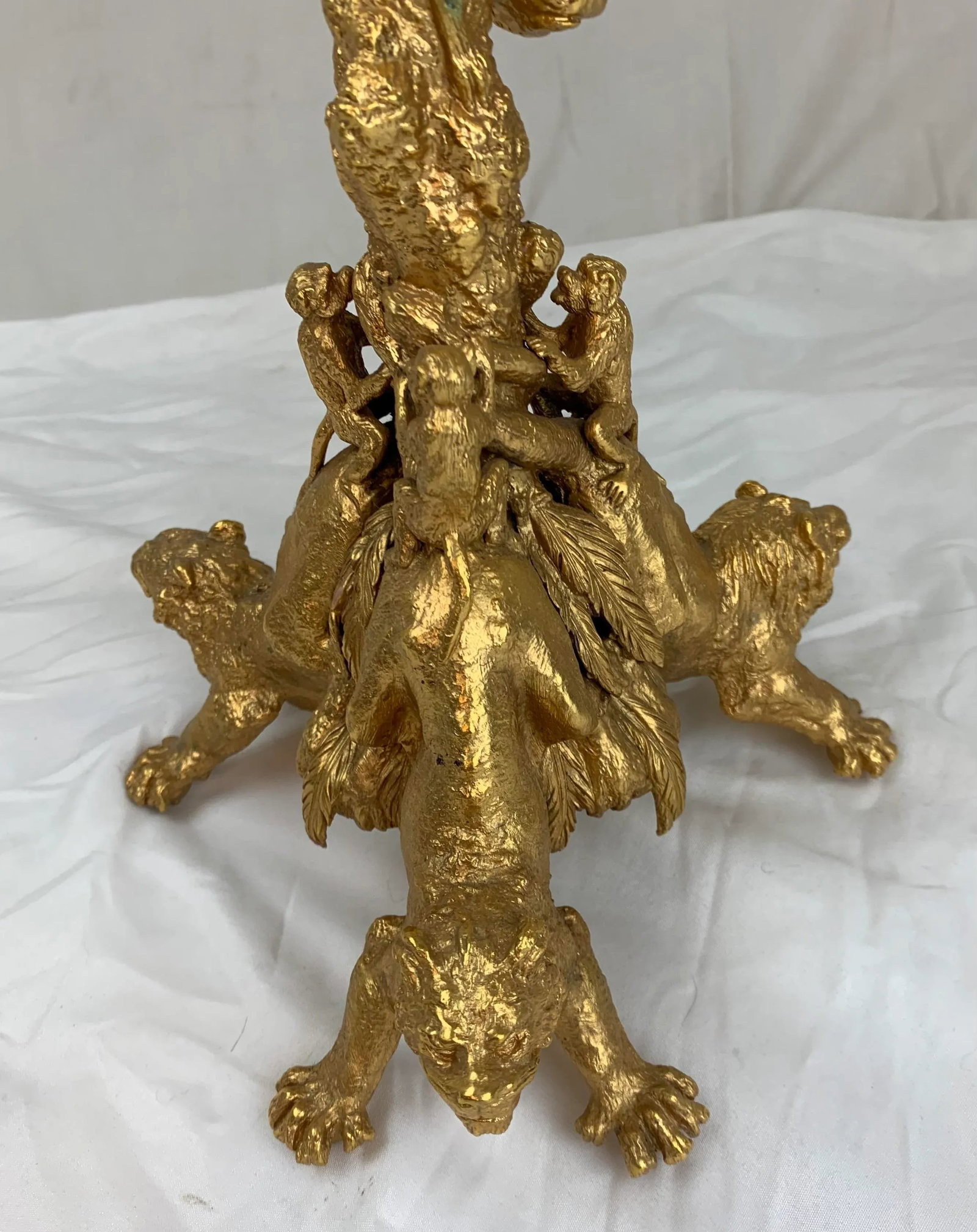 Vintage Gilded Bronze 10 Candle Candelabra - 3