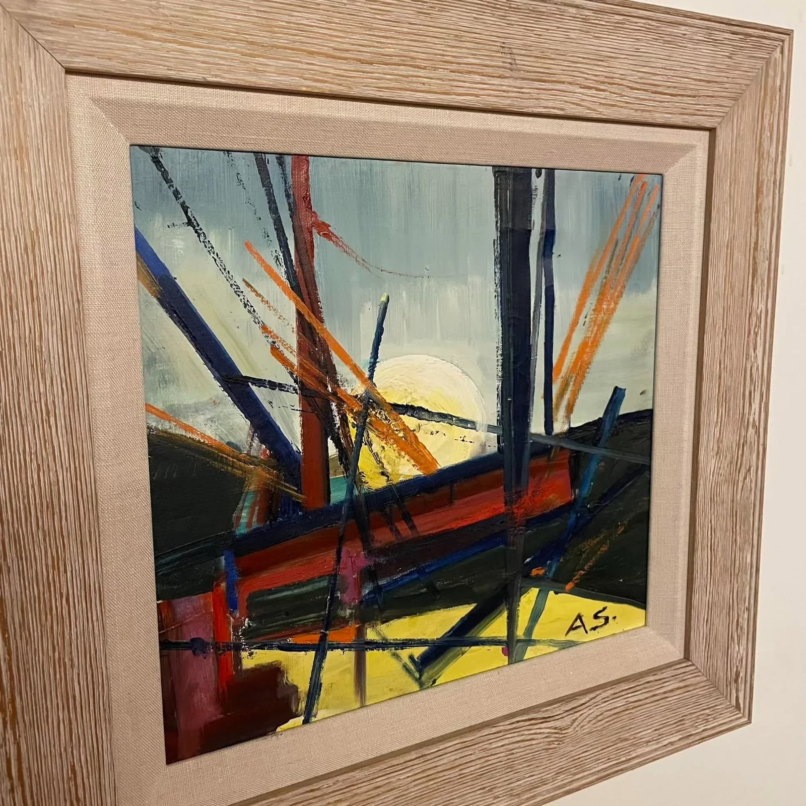 Albert E. Smith 1976 Abstract Oil Painting on Canvas Titled Sunset I - Framed - 4