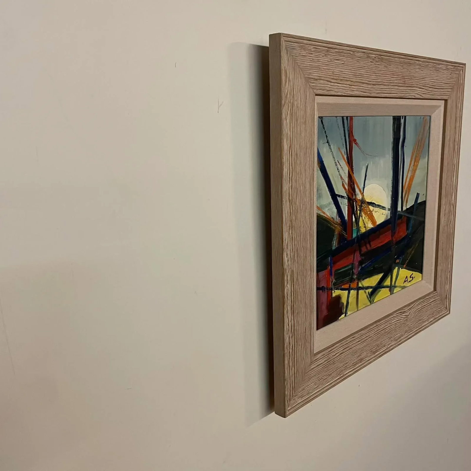 Albert E. Smith 1976 Abstract Oil Painting on Canvas Titled Sunset I - Framed - 7