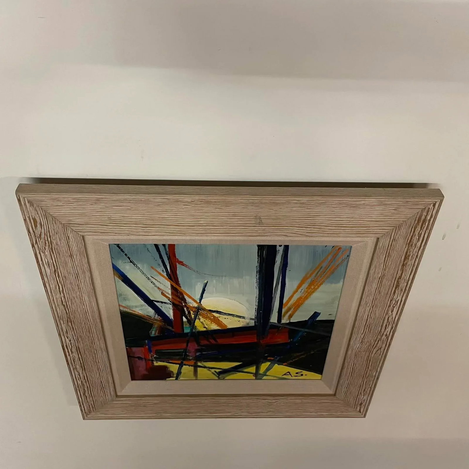 Albert E. Smith 1976 Abstract Oil Painting on Canvas Titled Sunset I - Framed - 8