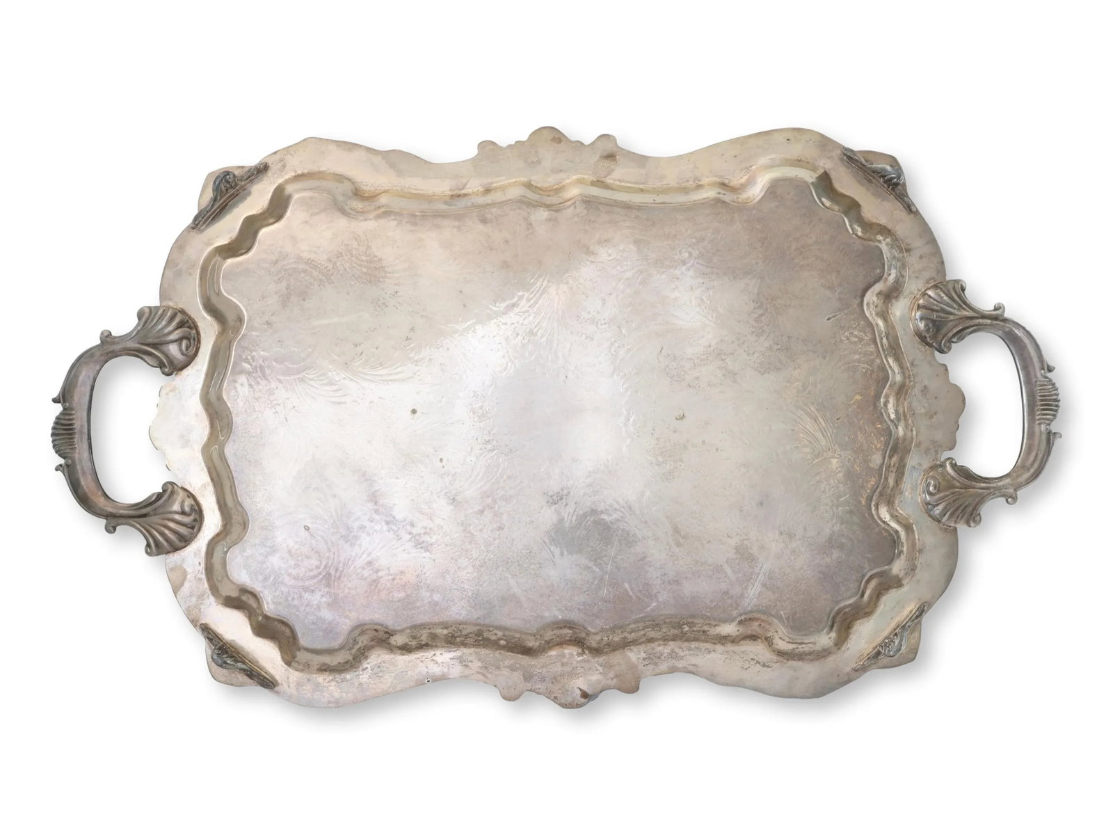 26" Heavy English Silver-Plate Bar Tray - 4