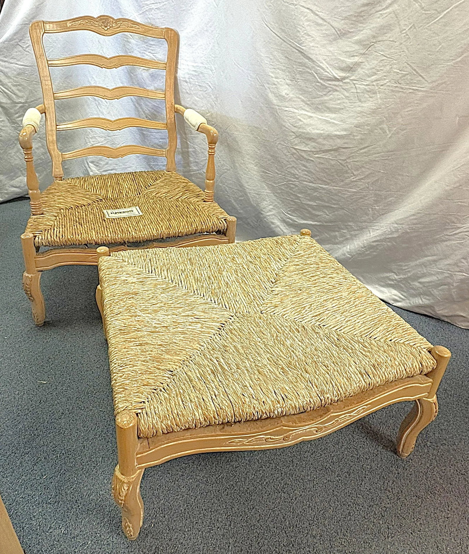 Vintage Kreiss Collection Ladderback Lounge Chair With Ottoman - 2