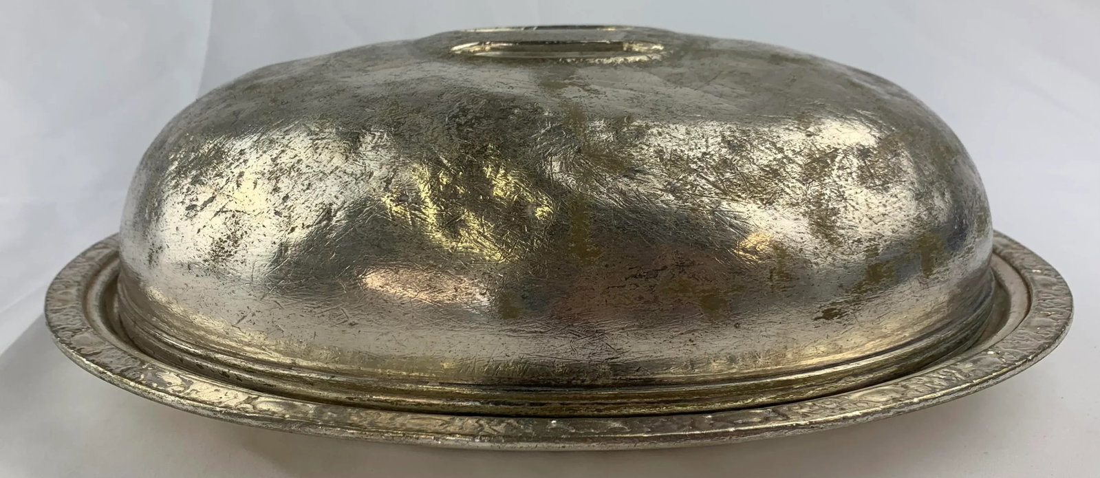 Vintage Waldorf Astoria Hammered Silver-Plated Lidded Serving Tray - 2