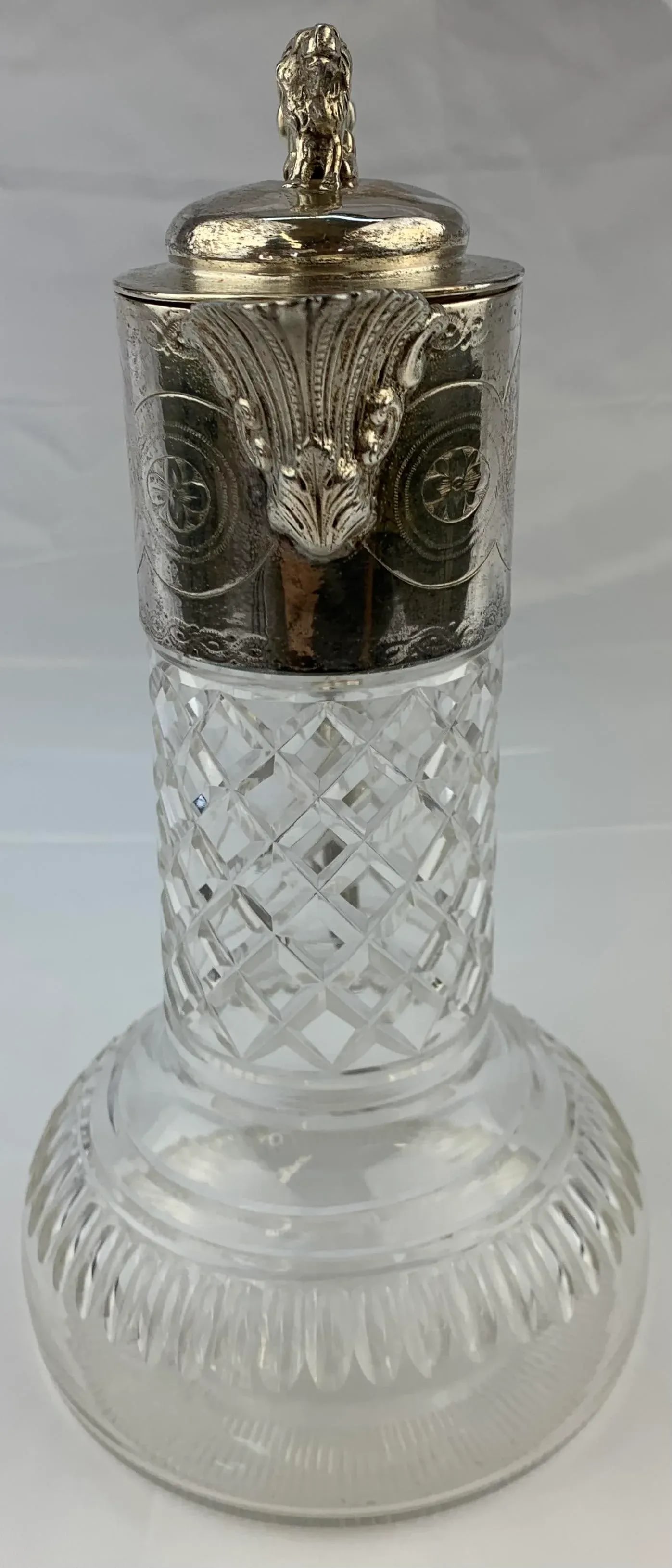 1950s Silverplate Etched Crystal Water Pitcher - 5