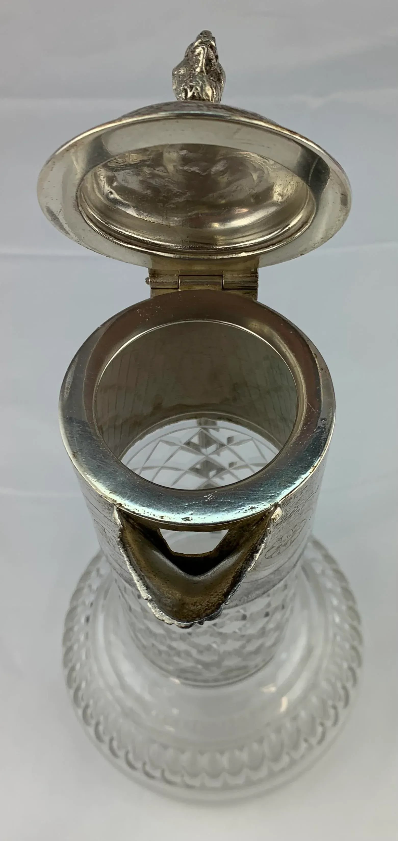 1950s Silverplate Etched Crystal Water Pitcher - 6