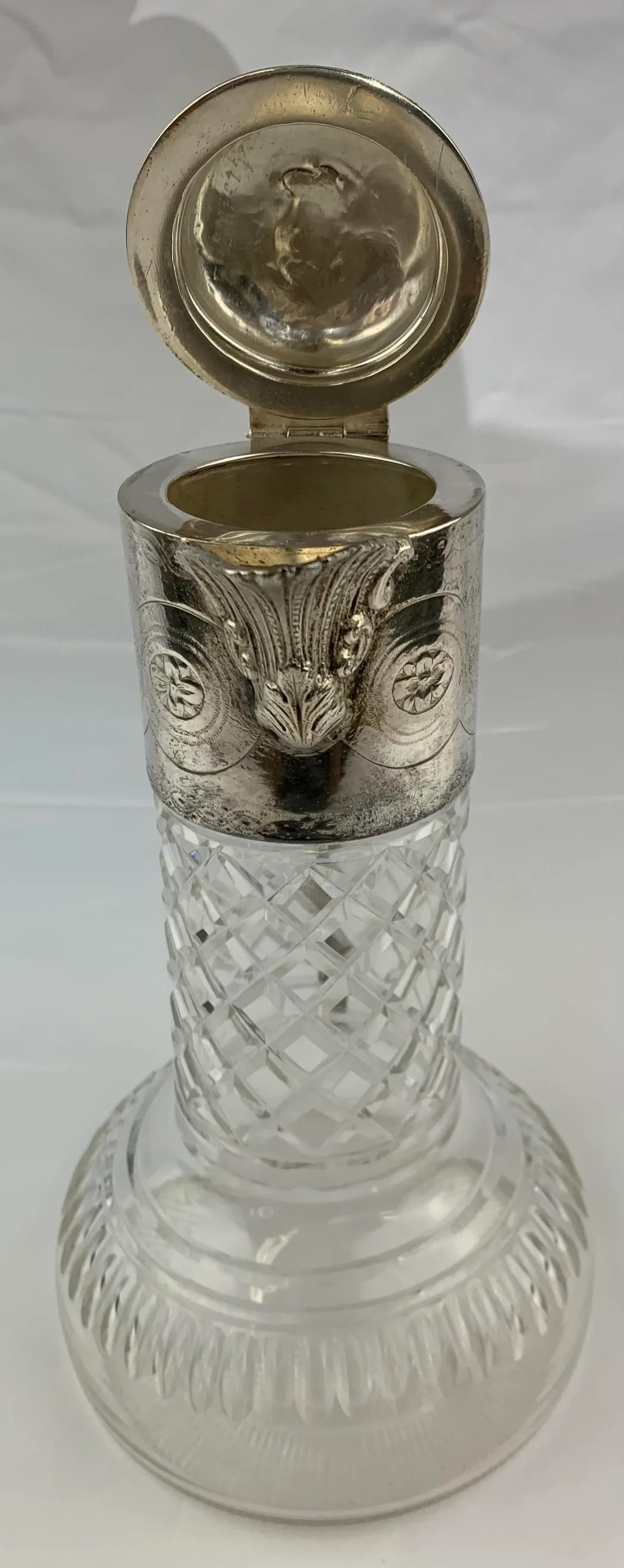 1950s Silverplate Etched Crystal Water Pitcher - 7