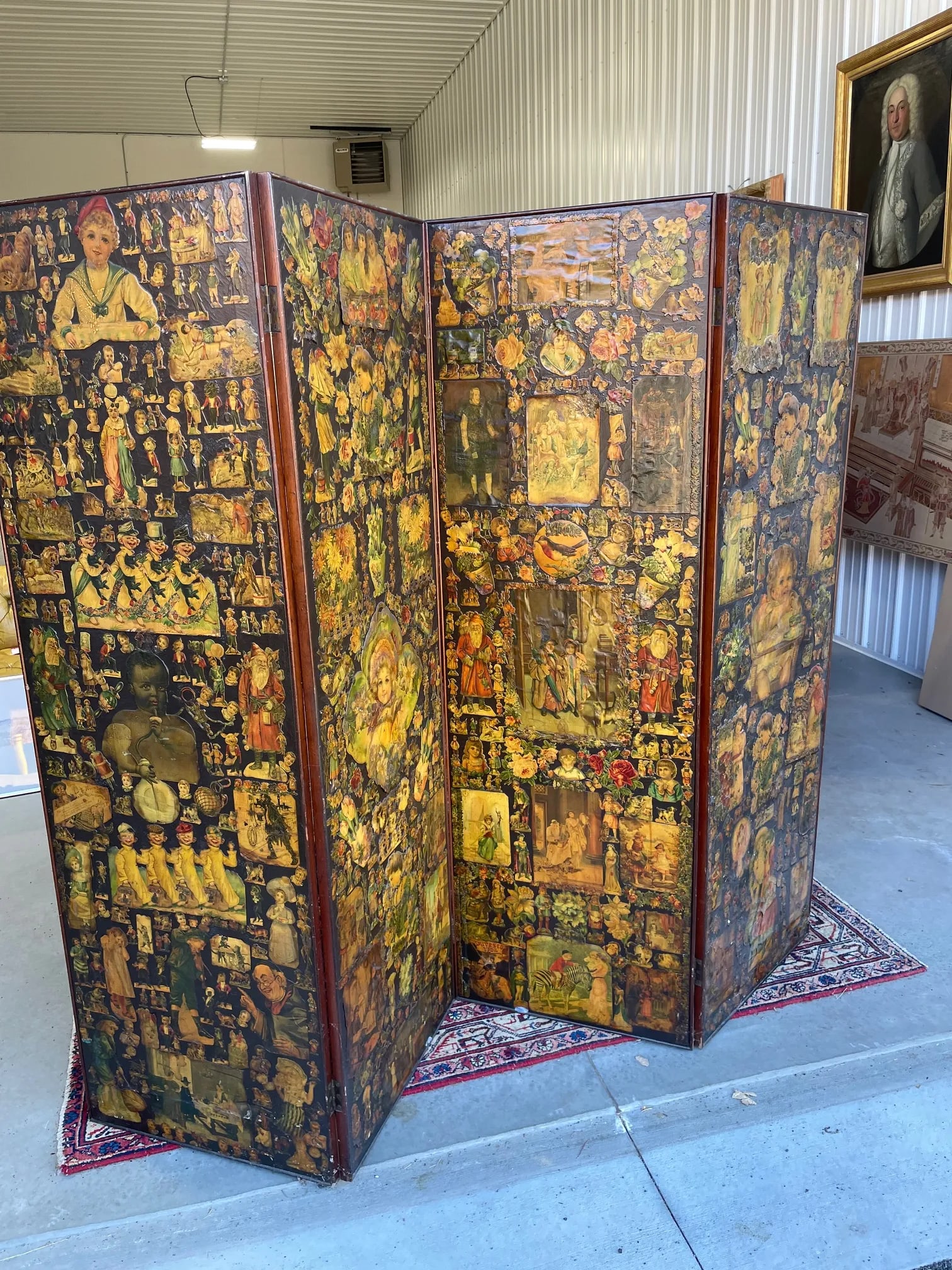 Large English Victorian Scrap Screen - 2