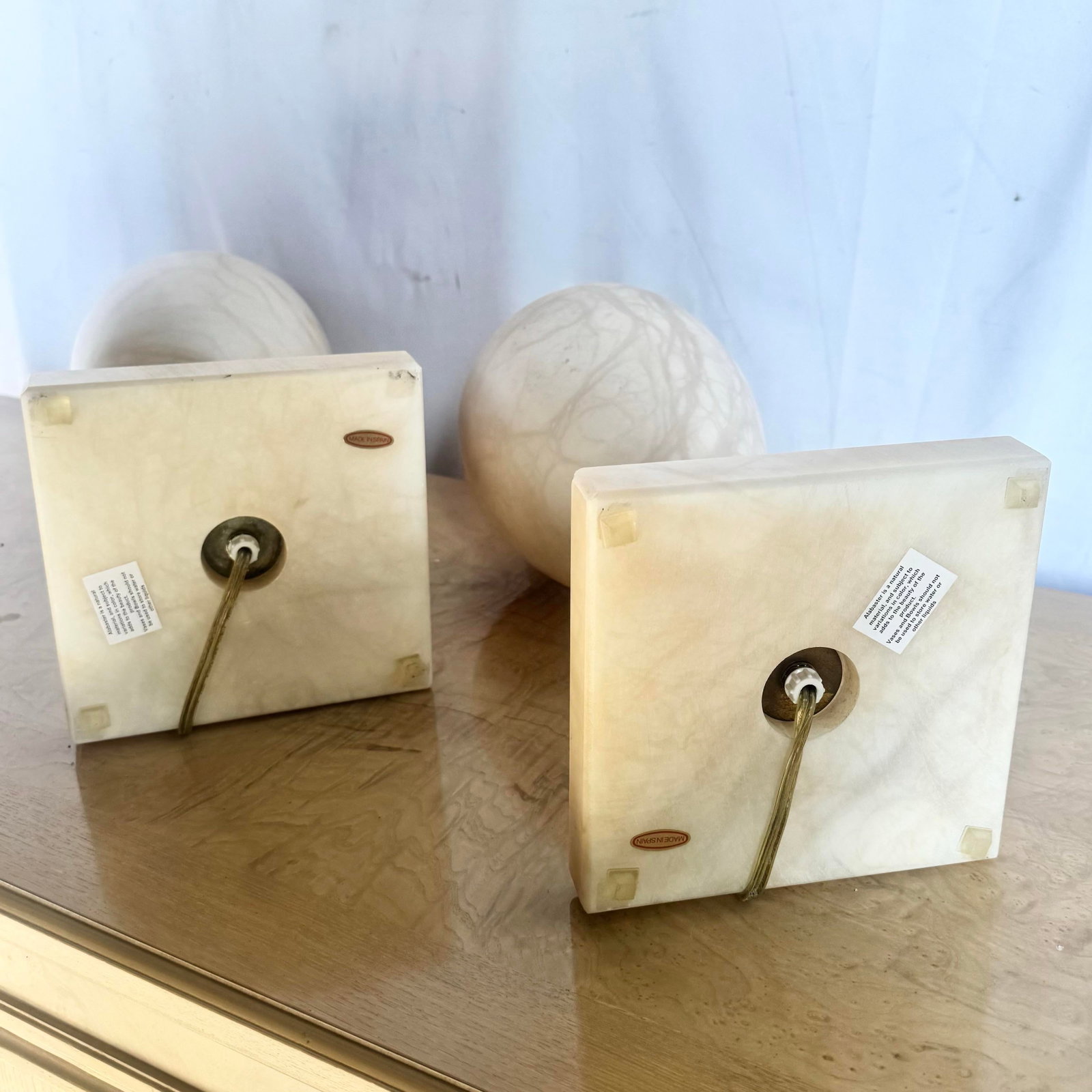 Vintage Spanish Alabaster Crystal and Lucite Table Lamps - A Pair - 7