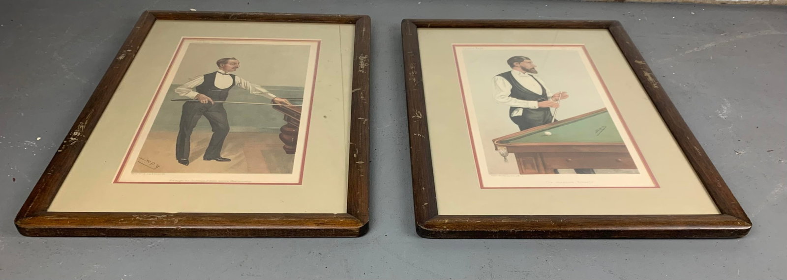Antique Framed Vanity Fair English Billiard Prints, Set of 2 - 2