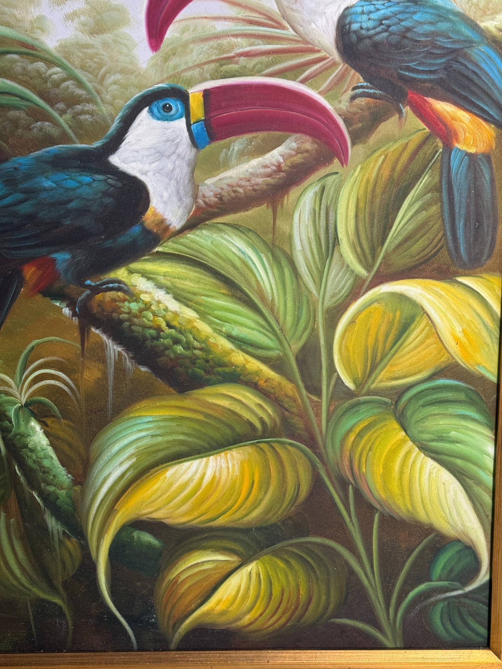 Late 20th Century Palm Beach Regency Toucans in Paradise Tropical Print Gilt Framed - 7