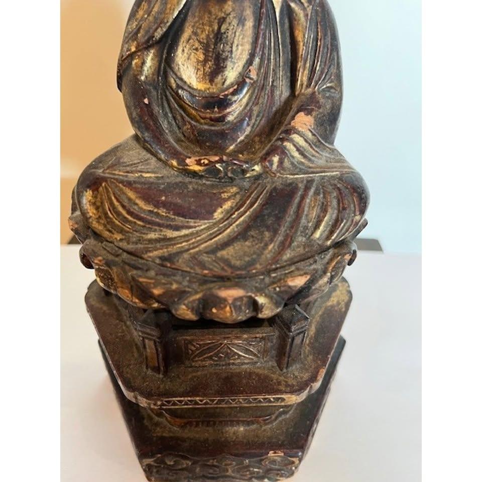Antique Japanese Edo Giltwood Amida Buddha Statue Yosegi-Zukuri Carving 19th C - 5