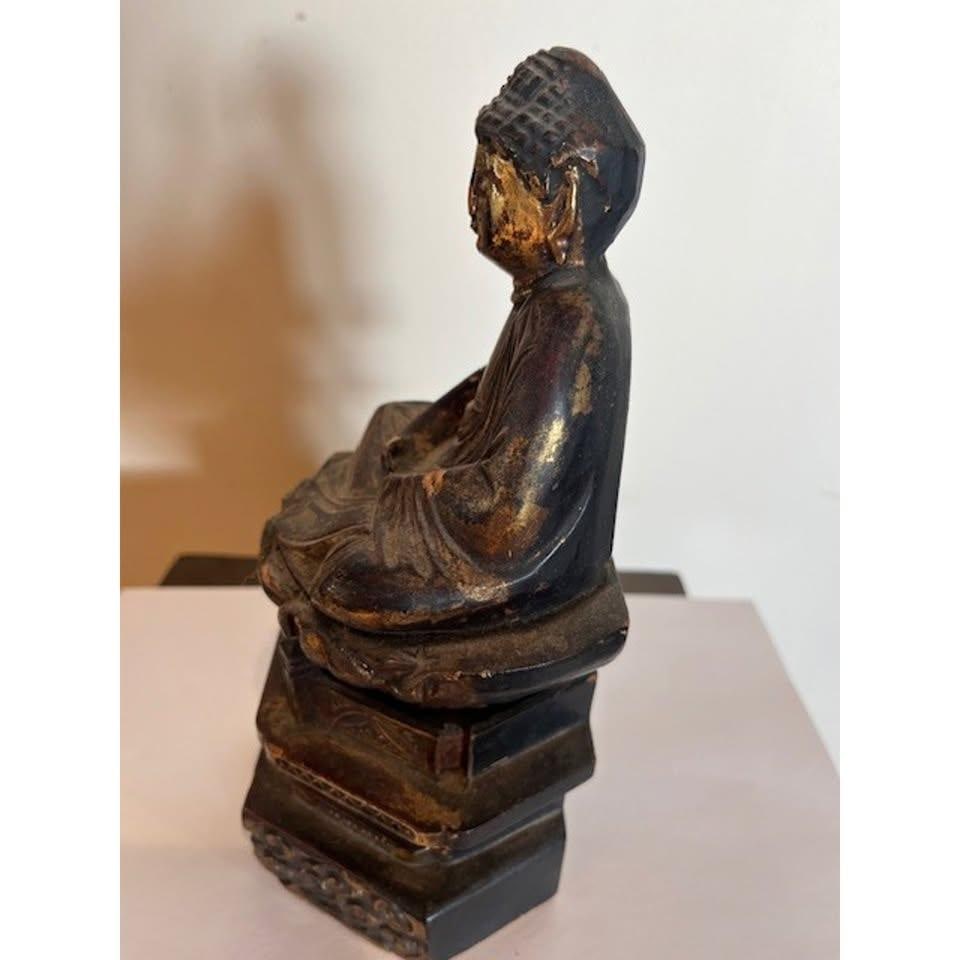 Antique Japanese Edo Giltwood Amida Buddha Statue Yosegi-Zukuri Carving 19th C - 7