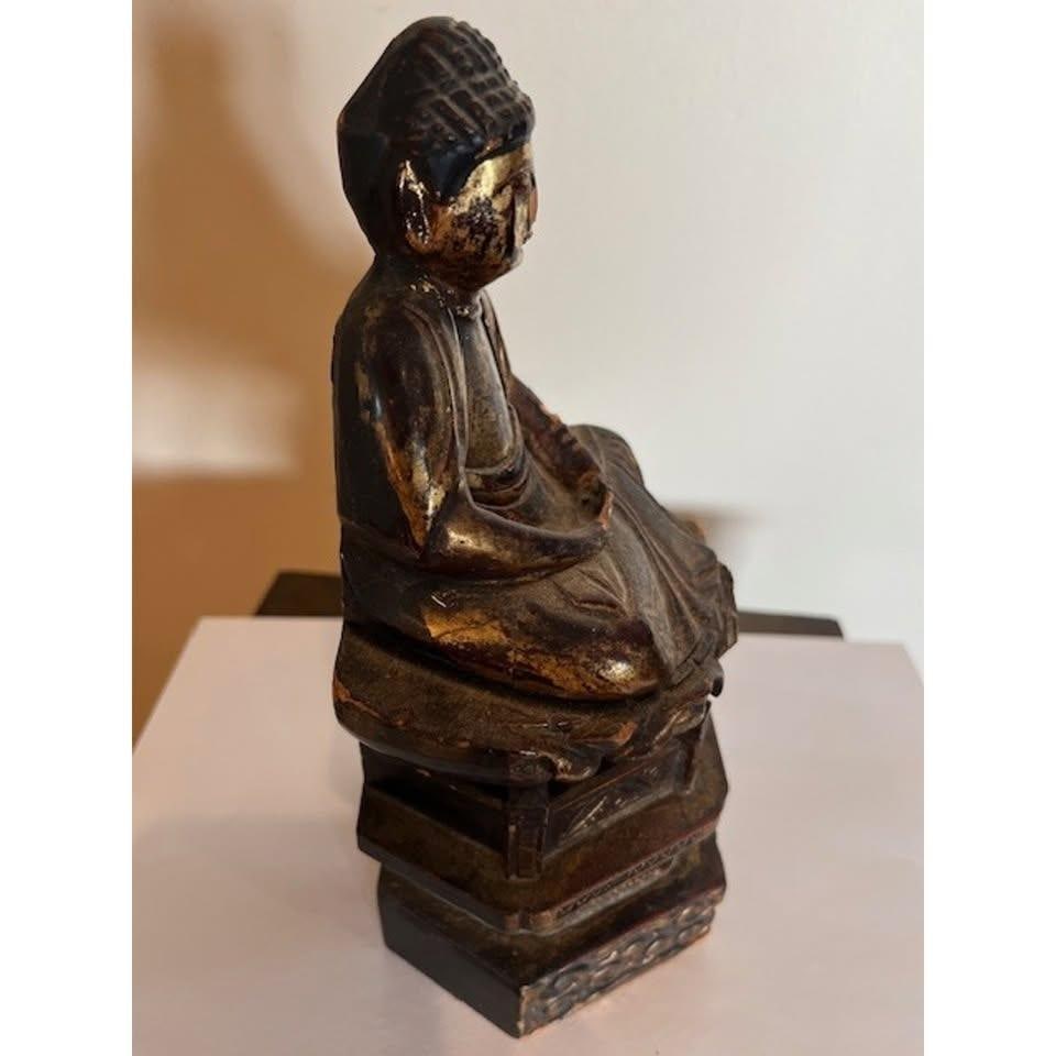 Antique Japanese Edo Giltwood Amida Buddha Statue Yosegi-Zukuri Carving 19th C - 8