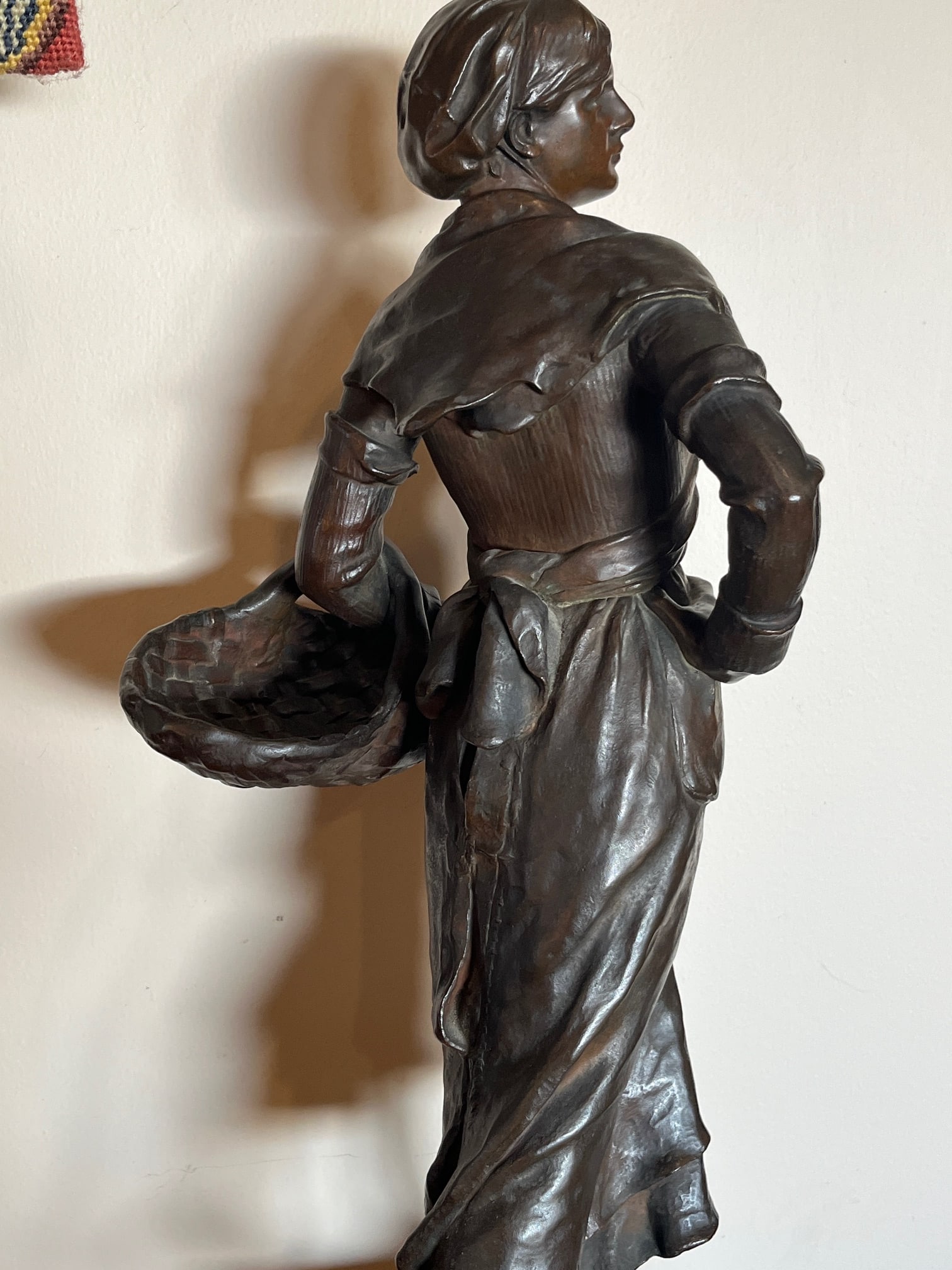 19th C. Ernest Guilbert Bronze "Paysanne Au Panier" Siot-Decauville 28" - 7