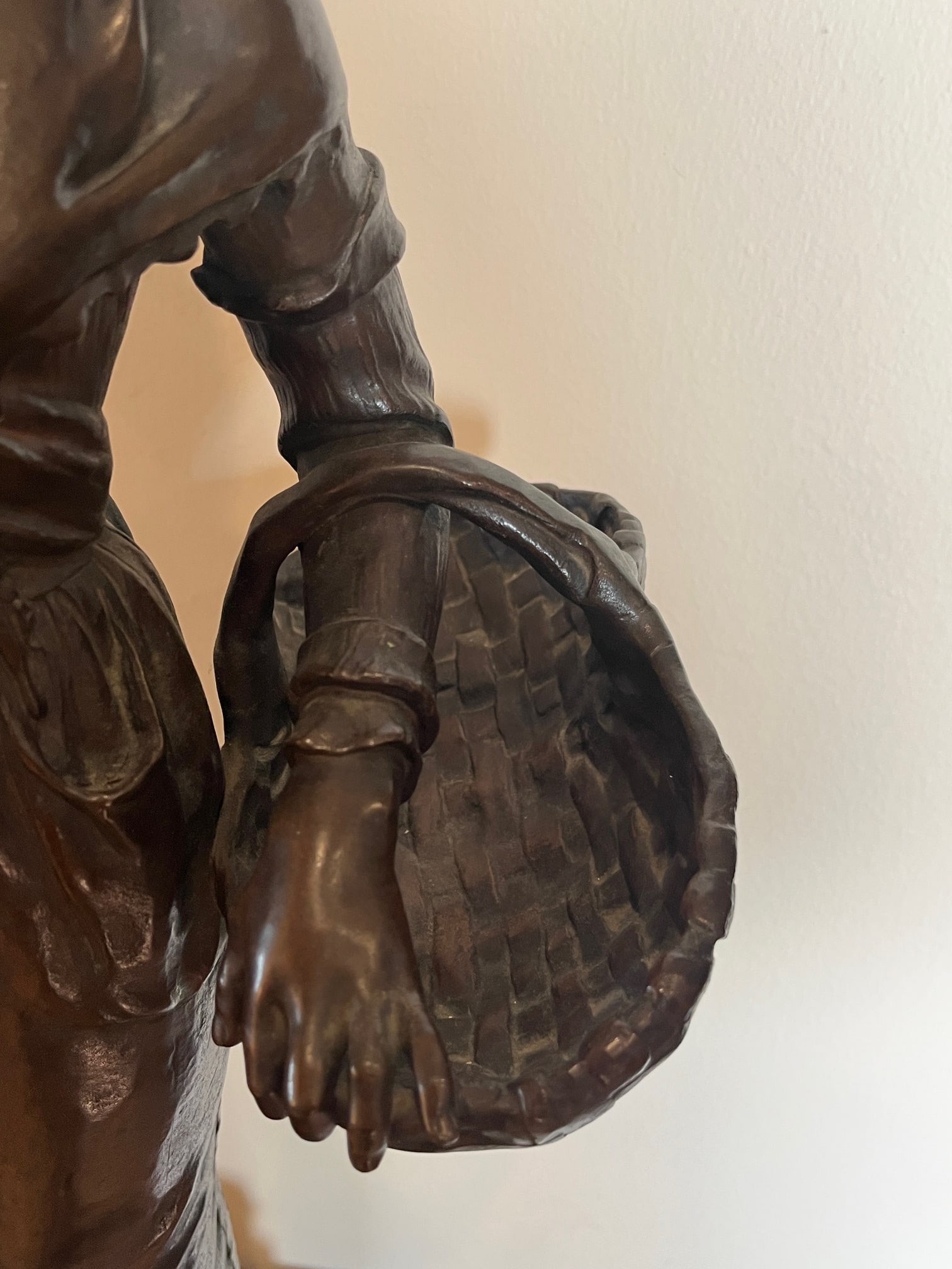 19th C. Ernest Guilbert Bronze "Paysanne Au Panier" Siot-Decauville 28" - 9