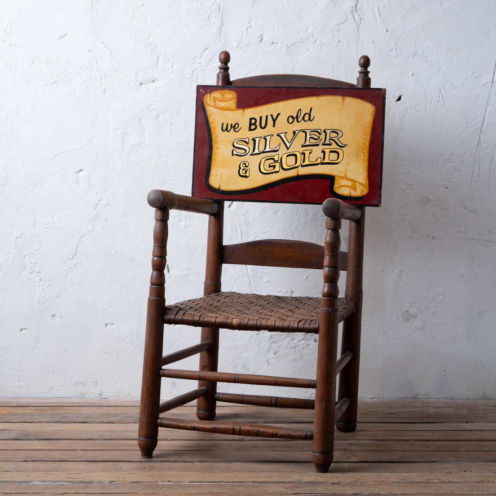 Vintage Silver & Gold Trade Sign - 2