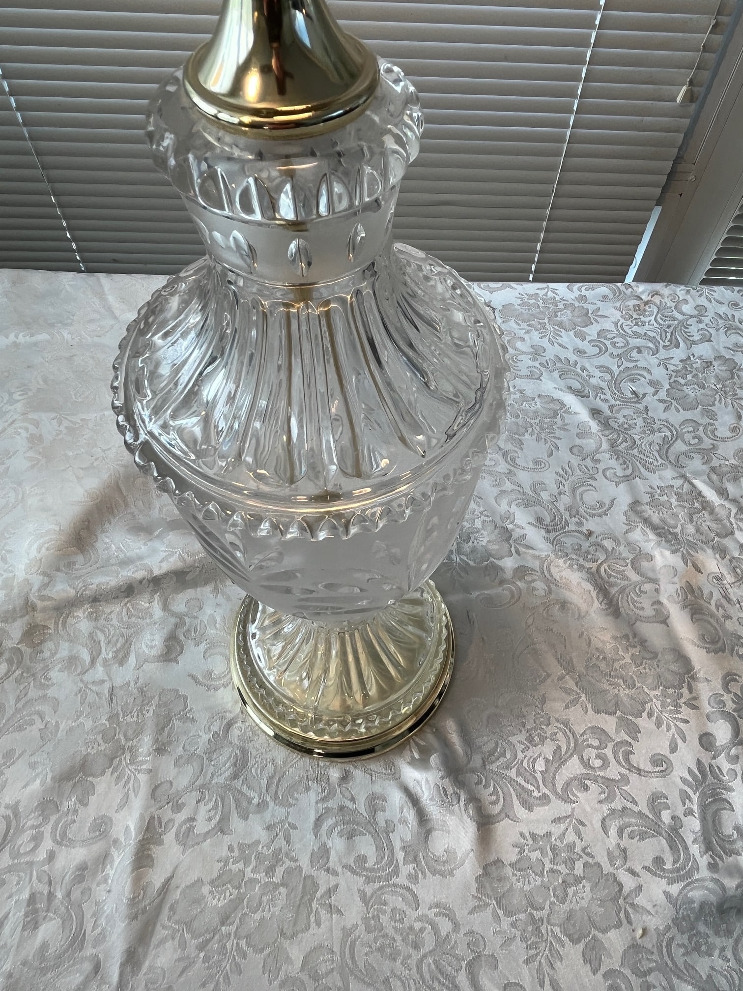 Vintage Zajecar 24% Lead Crystal Table Lamp - Large 31" Urn - Yugoslavia - 7