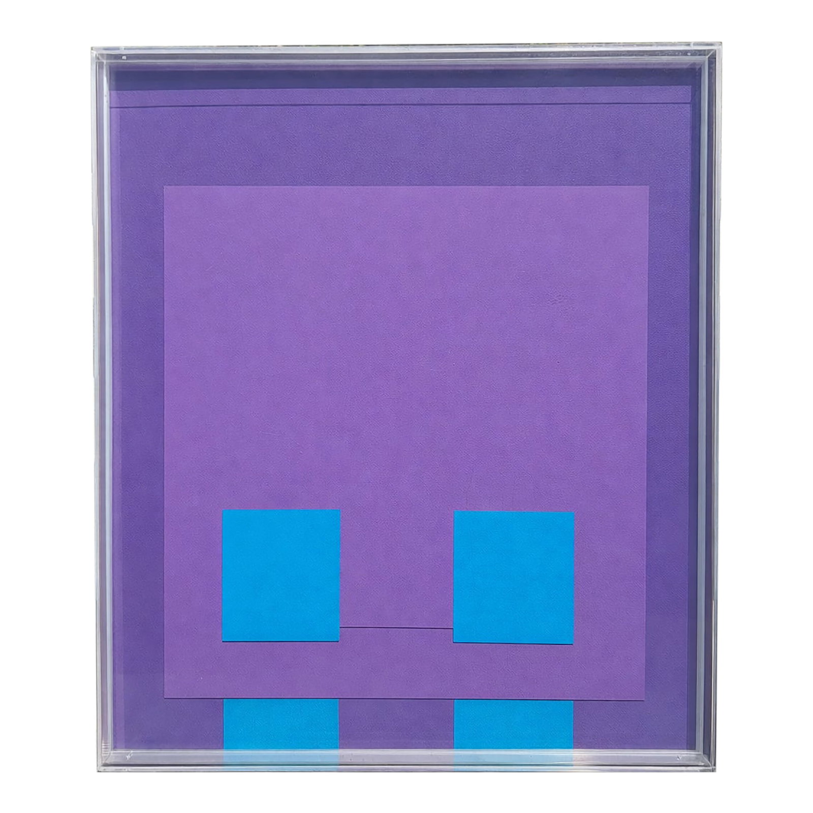 1960s Robyn Denny Color Box 1 Magenta Purple Limited Edition Mixed Media Screenprint 56/75: Limited edition mixed media screenprint titled Color Box 1 in magenta and purple by British Op Art artist Robyn Denny. Edition 56 of 75. Minimalist geometric composition with strong color field