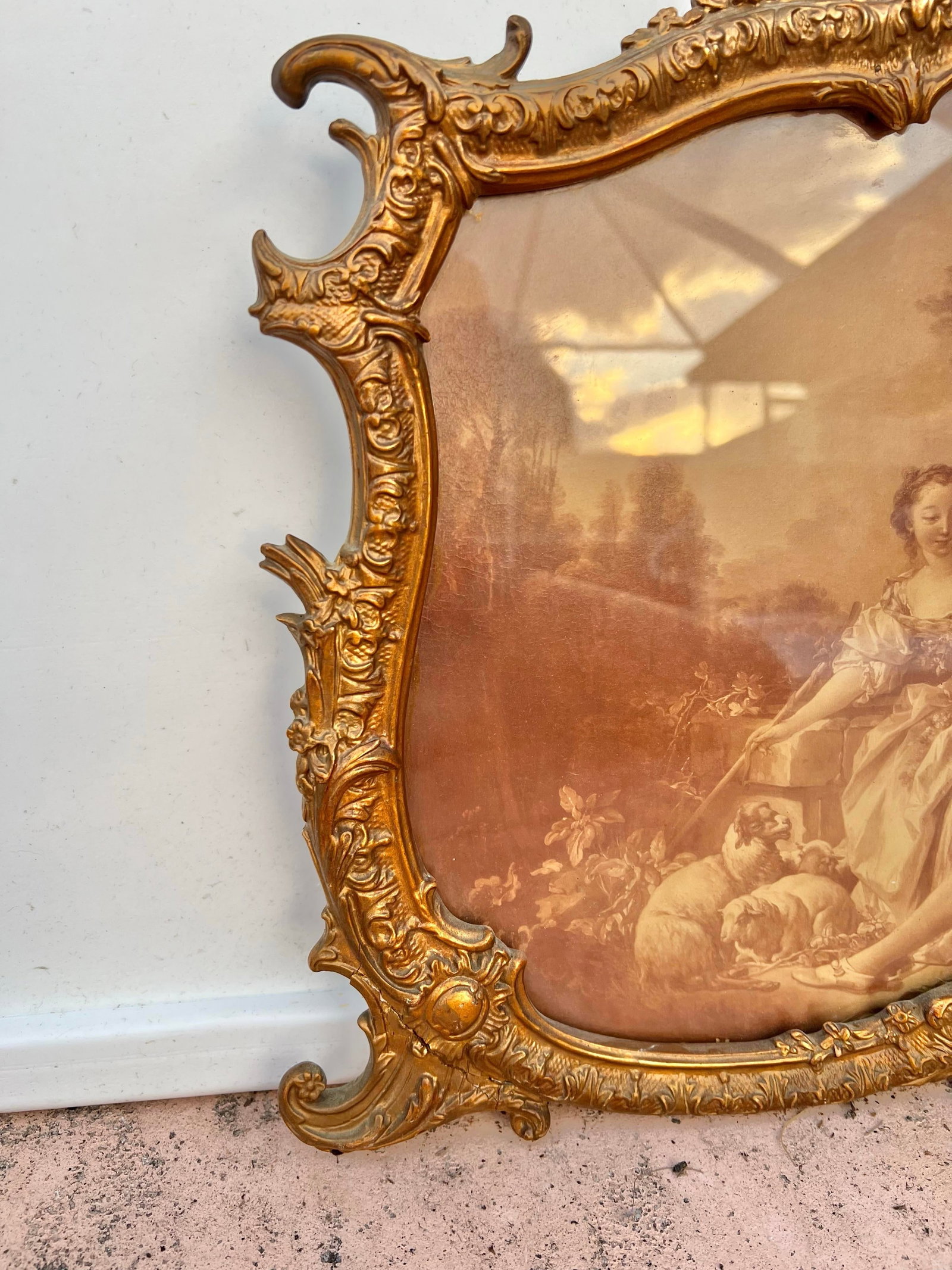 Antique French Romantic Frame & Picture Reproduction Print - 2
