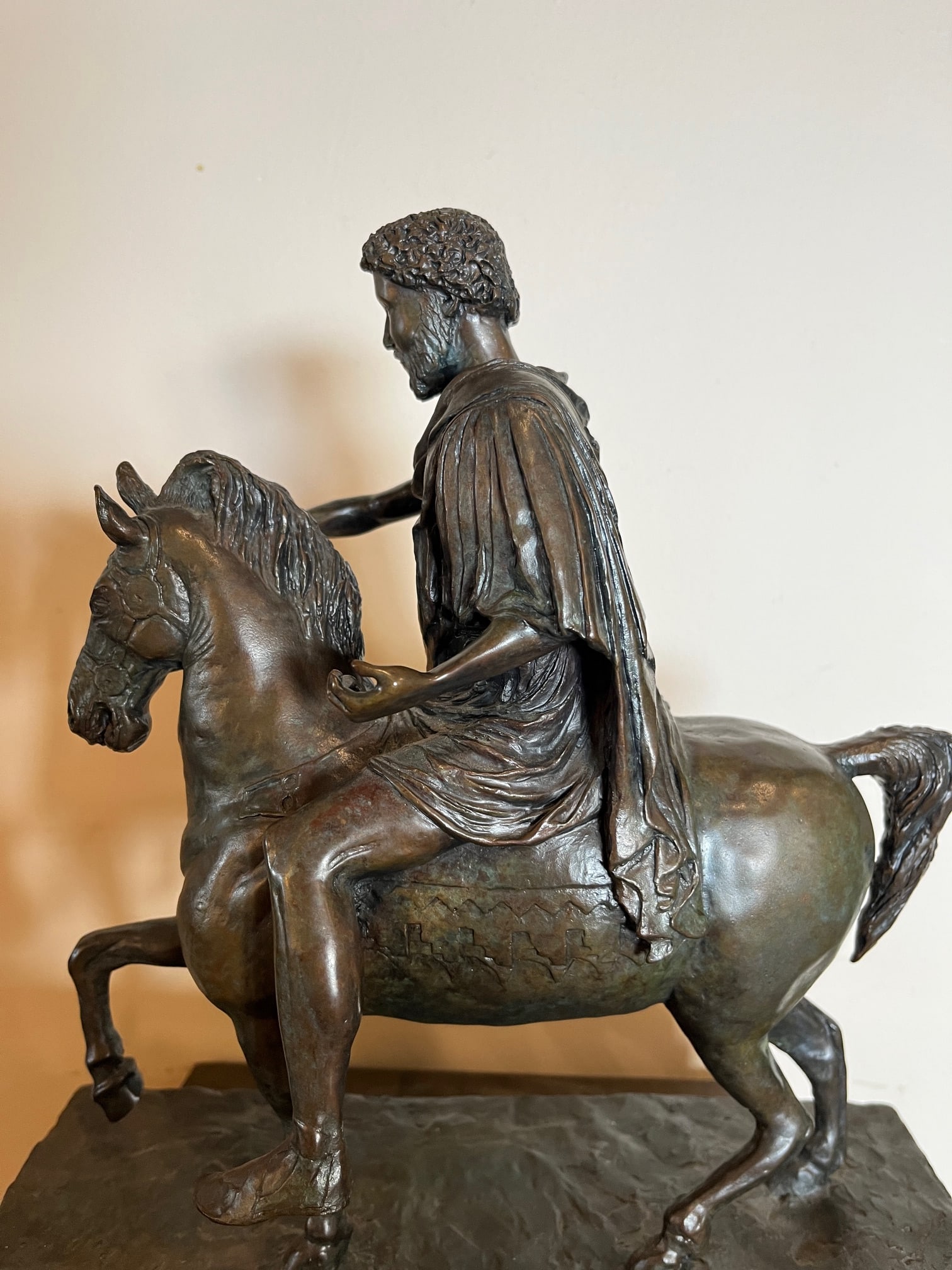 Late 20th Century Bronze-Style Roman Equestrian Statue, Marcus Aurelius Reproduction, Heavy Weighted - 2