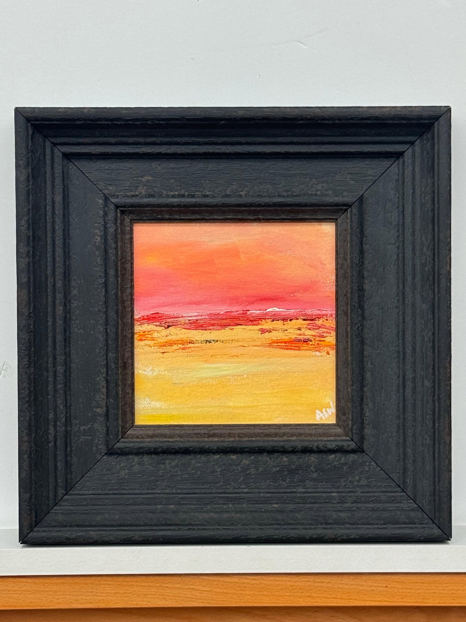 Small Square Abstract Canvas Art Study with Red & Yellow by Contemporary Artist 2025 - 7