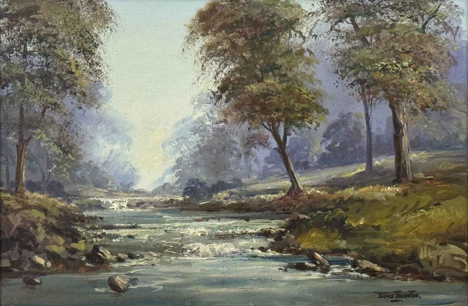 Oil Painting of Tree Lined River in a Forest in Ireland by Irish Artist 1980 Circa - 7